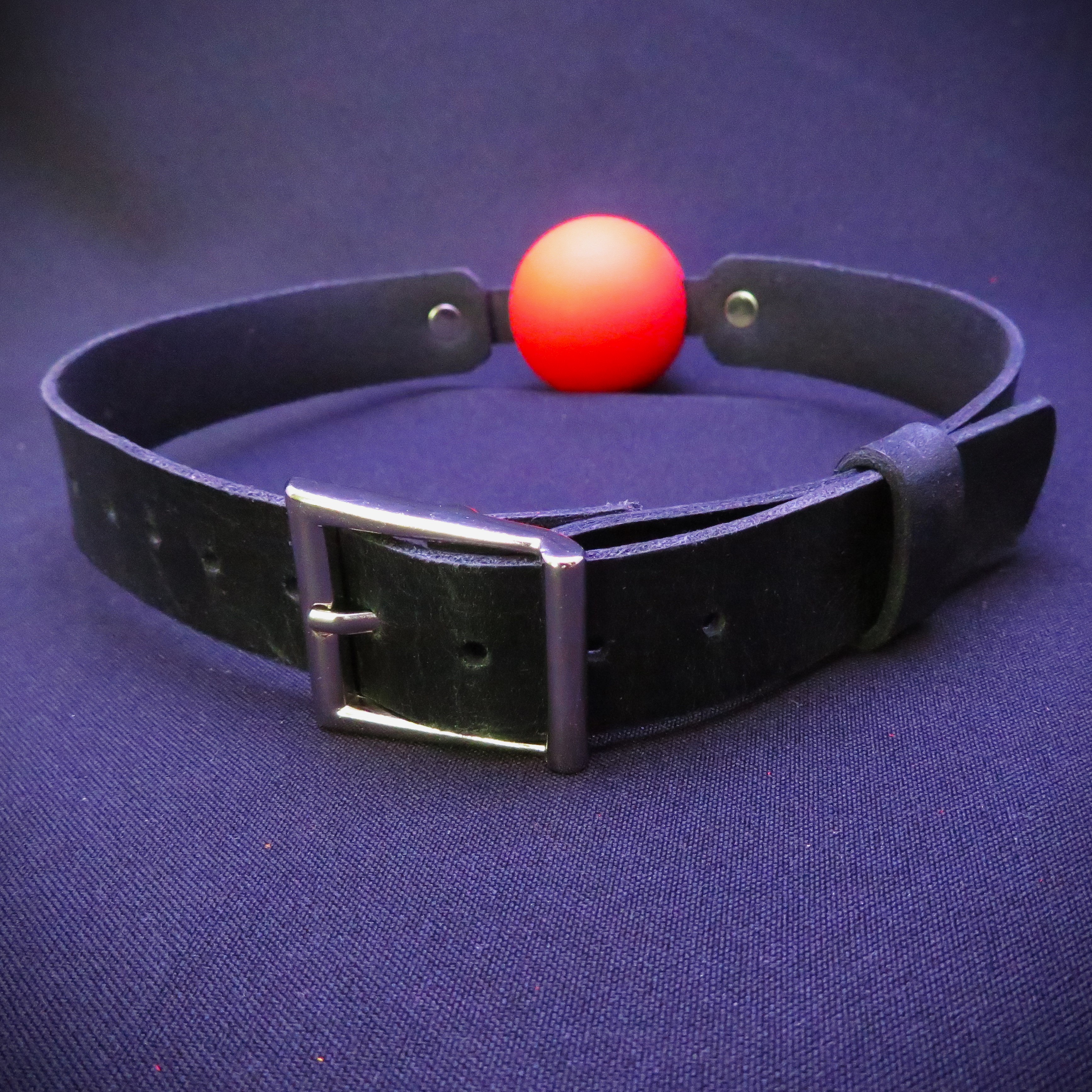 Red Silicone Ball Gag with Black Leather Strap – Elegant & Comfortable Restraint