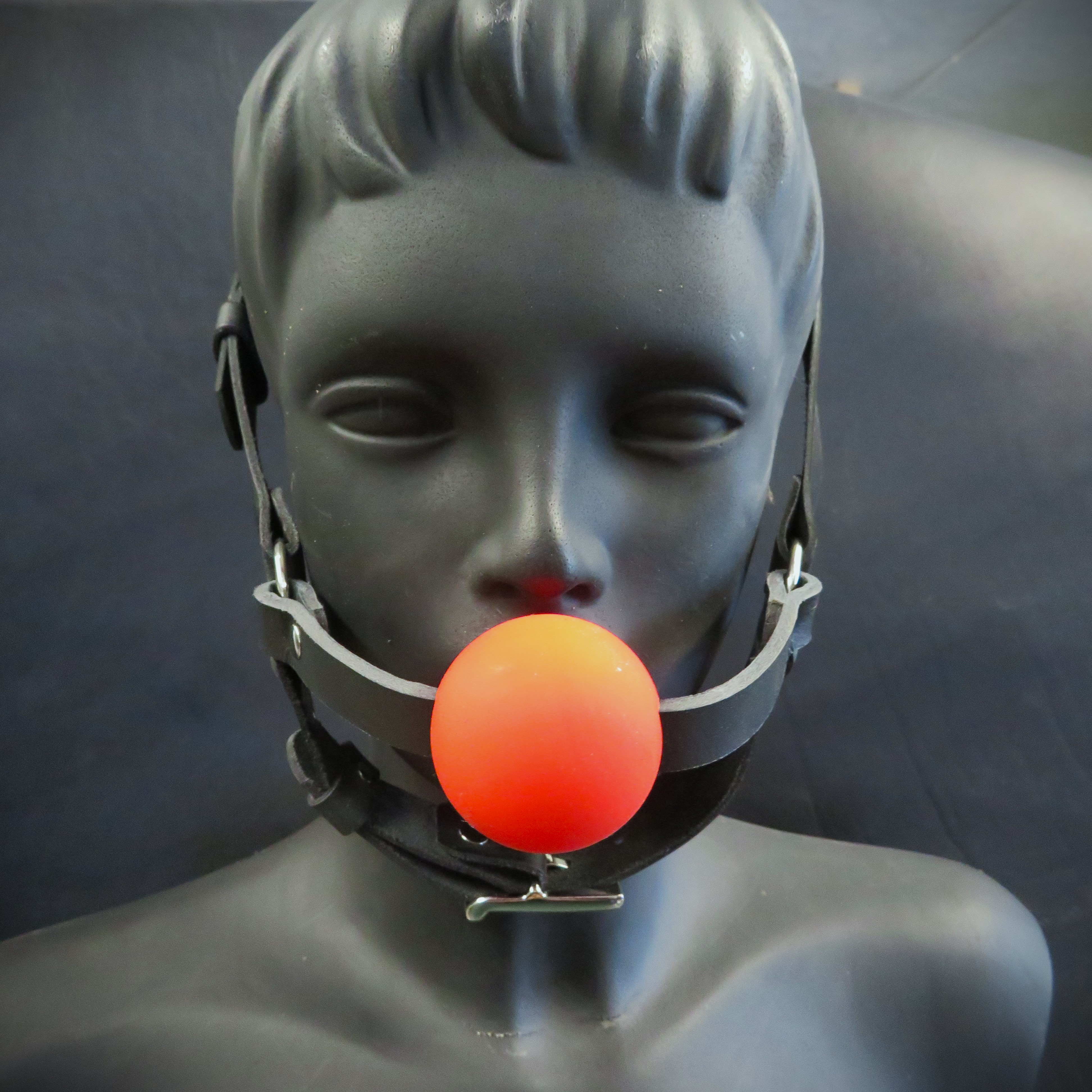 Red Silicone Ball Gag with Black Leather Strap – Elegant & Comfortable Restraint