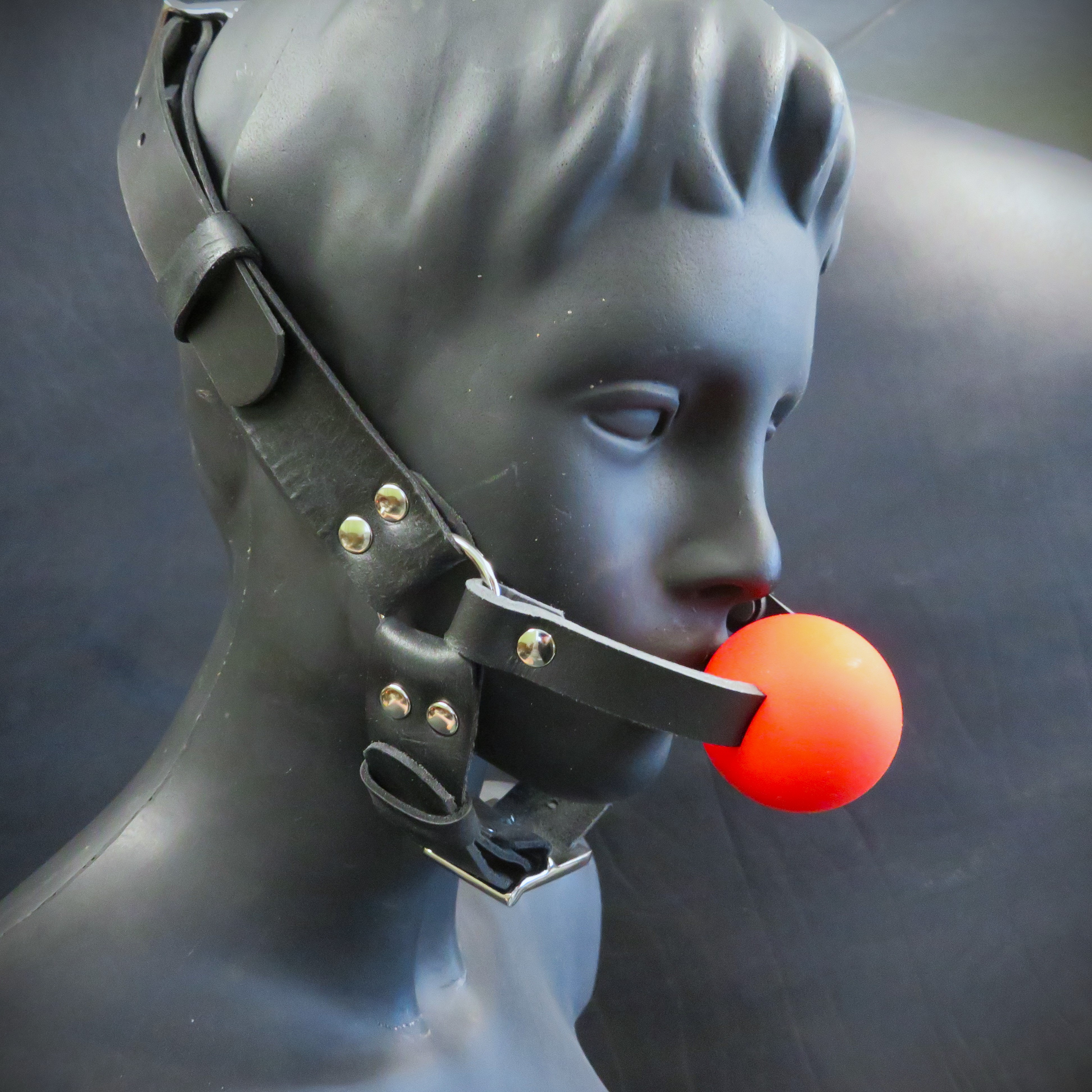 Red Silicone Ball Gag with Black Leather Strap – Elegant & Comfortable Restraint