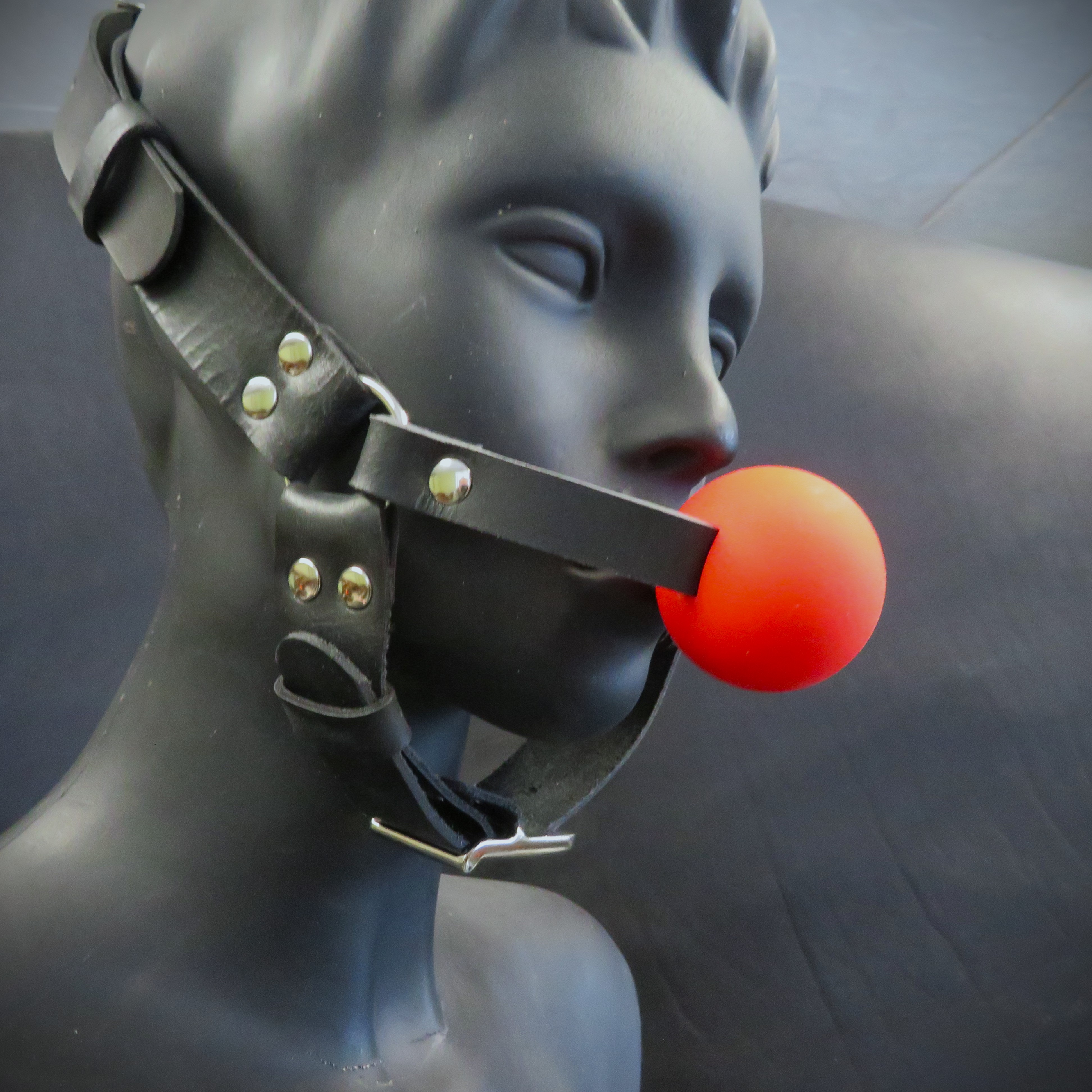 Red Silicone Ball Gag with Black Leather Strap – Elegant & Comfortable Restraint