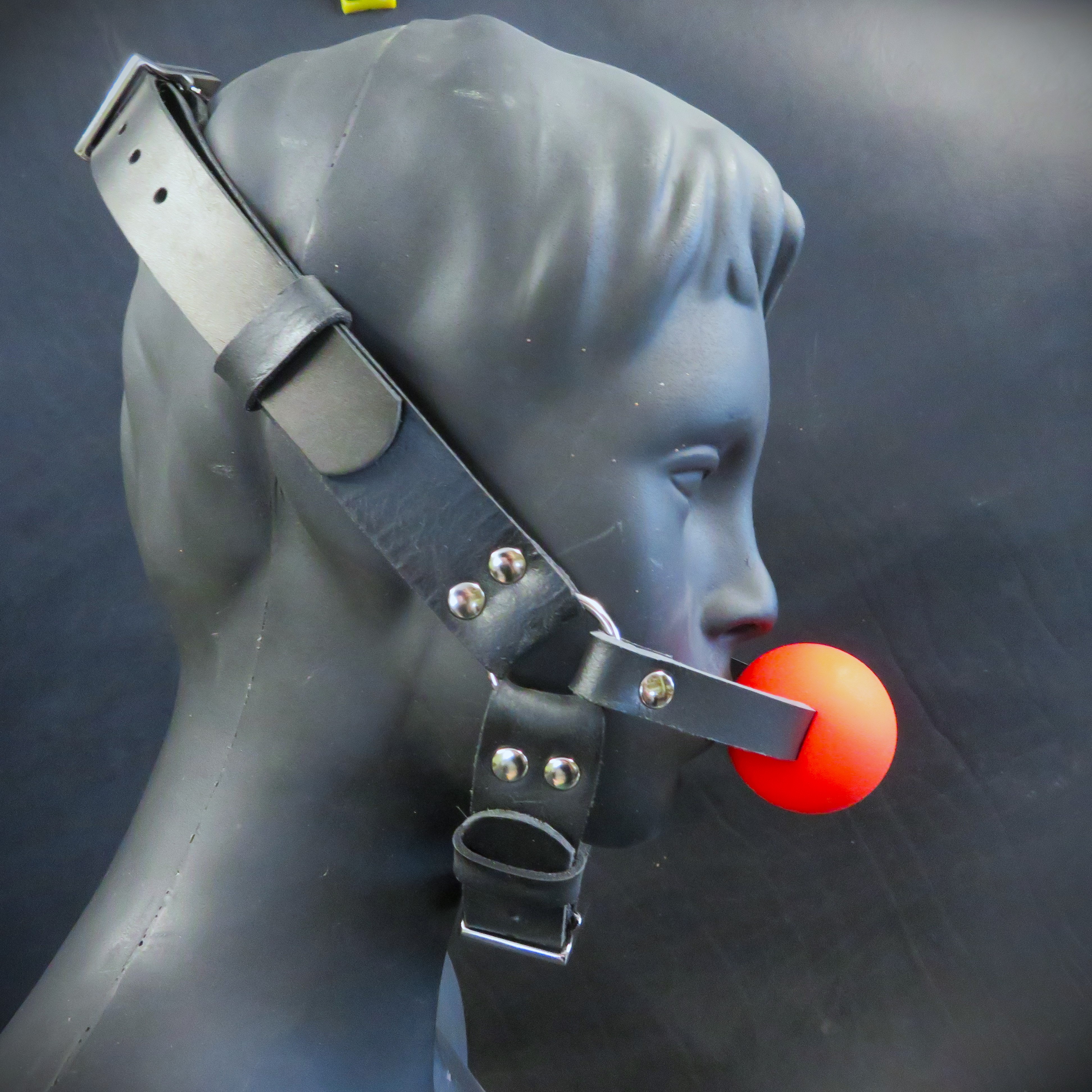 Red Silicone Ball Gag with Black Leather Strap – Elegant & Comfortable Restraint