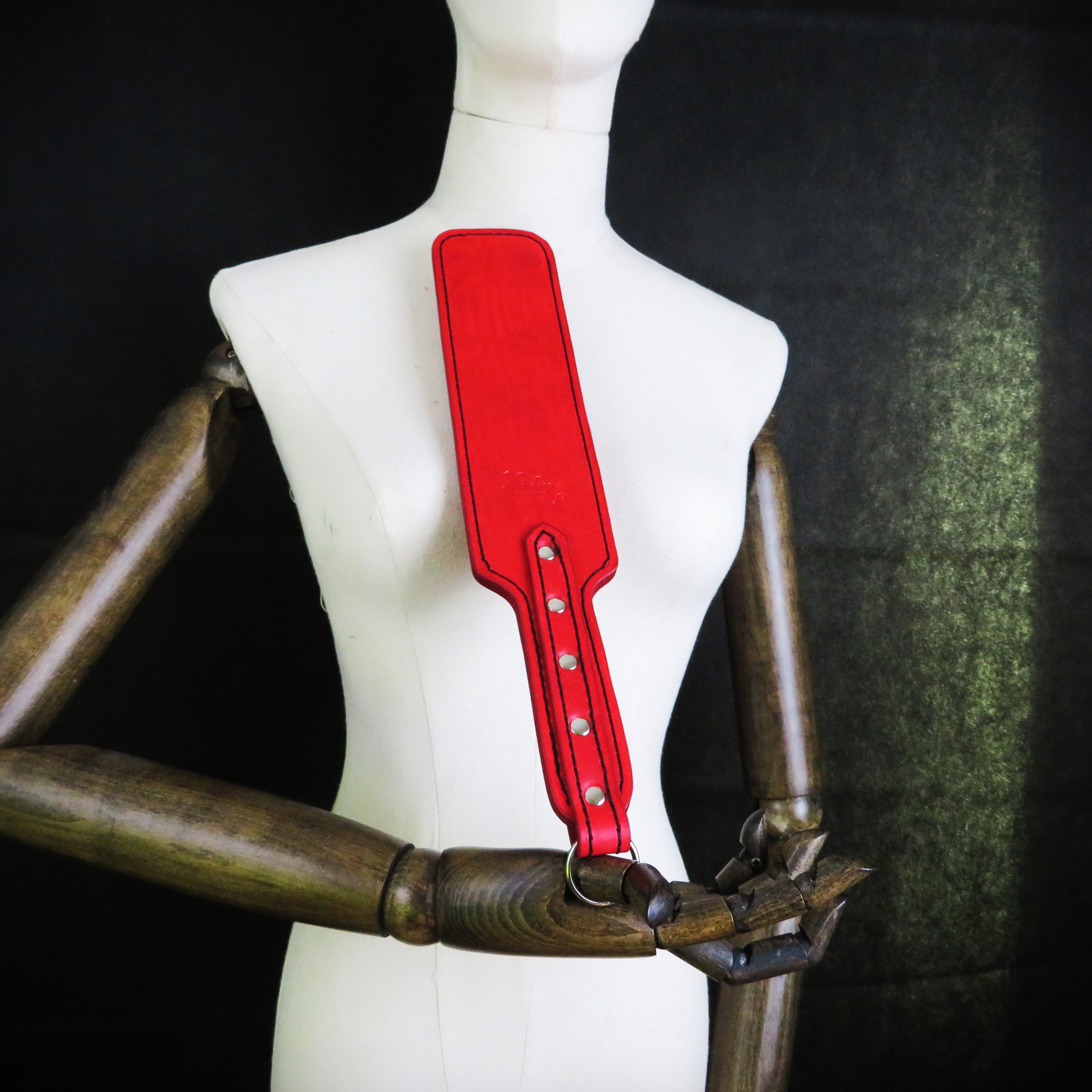 Handmade Red Leather Spanking Paddle – Double-Layered & Durable