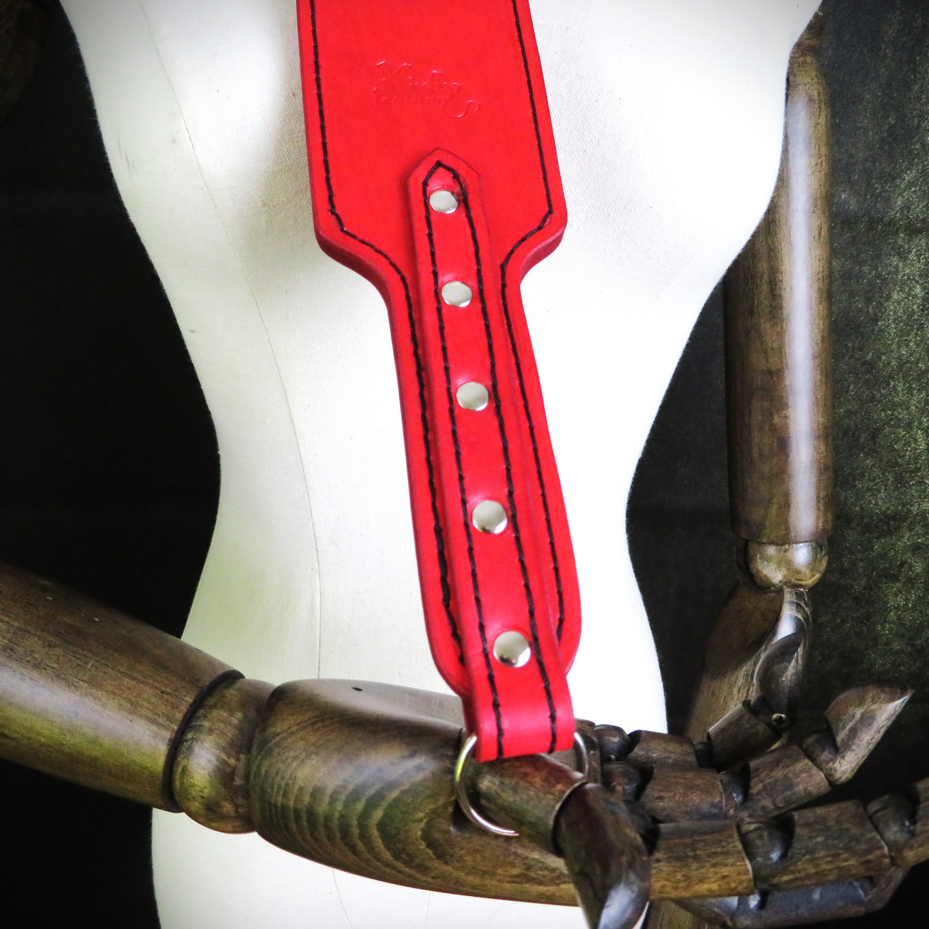 Handmade Red Leather Spanking Paddle – Double-Layered & Durable