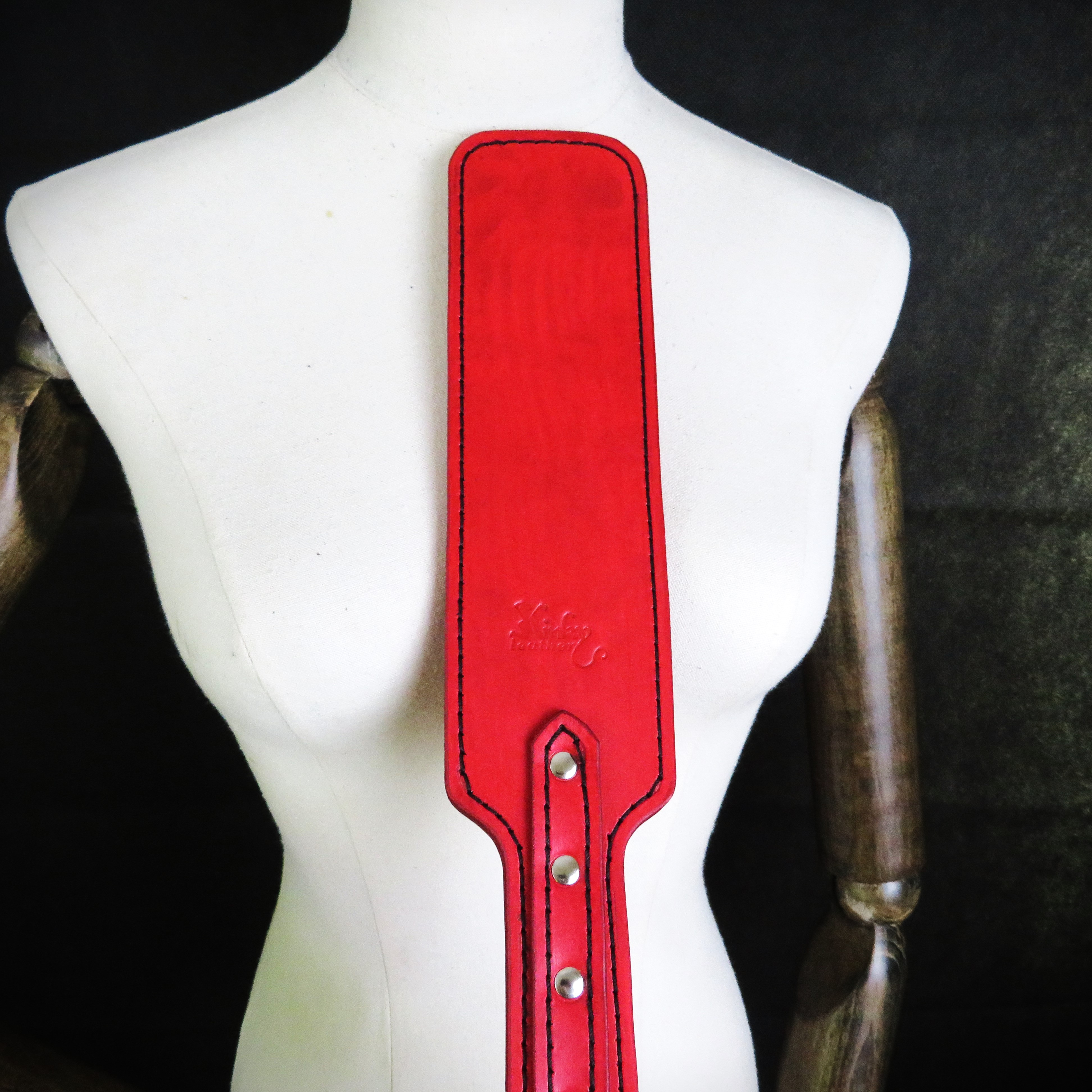 Handmade Red Leather Spanking Paddle – Double-Layered & Durable