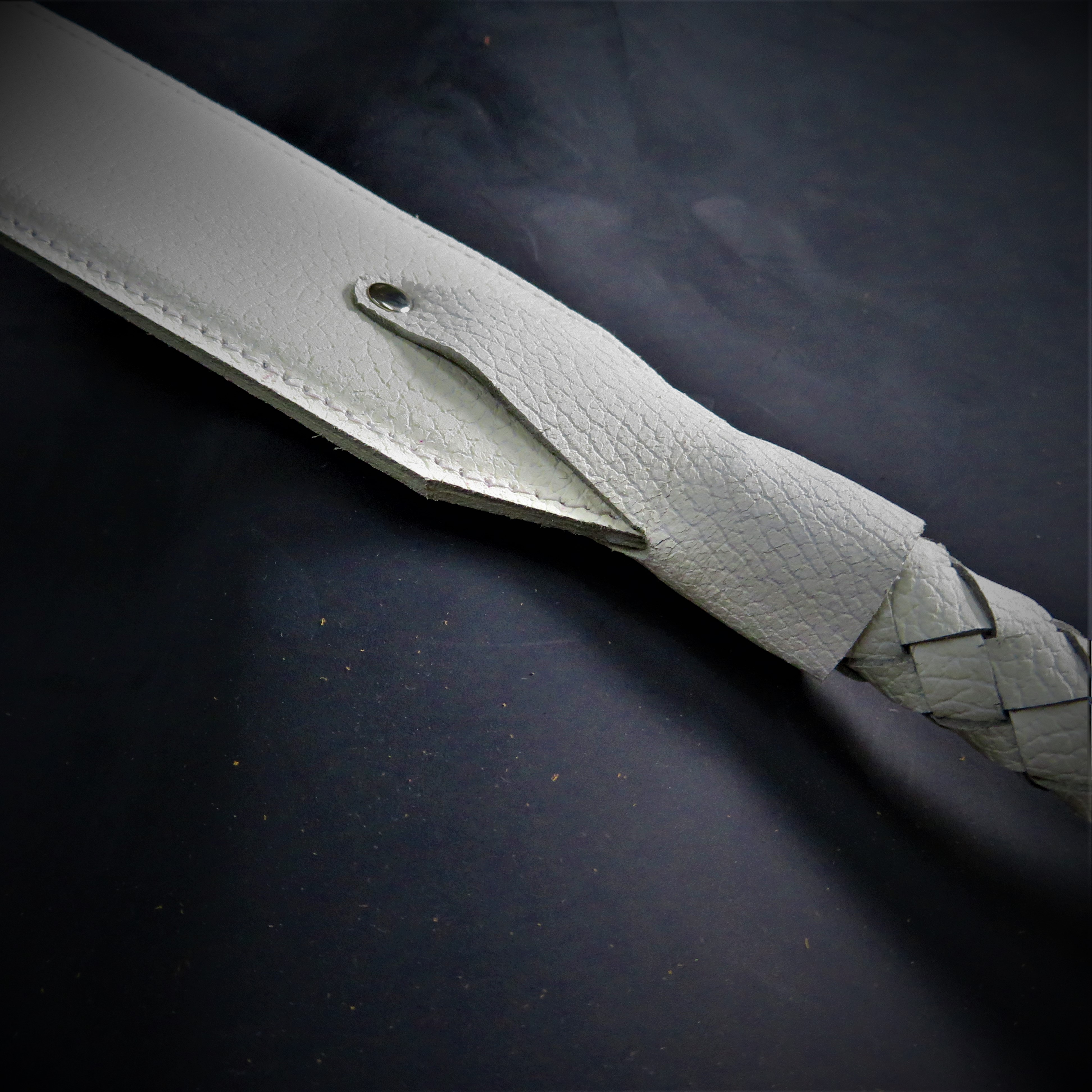 White Leather Spanking Paddle – Stylish & Sturdy Impact Toy