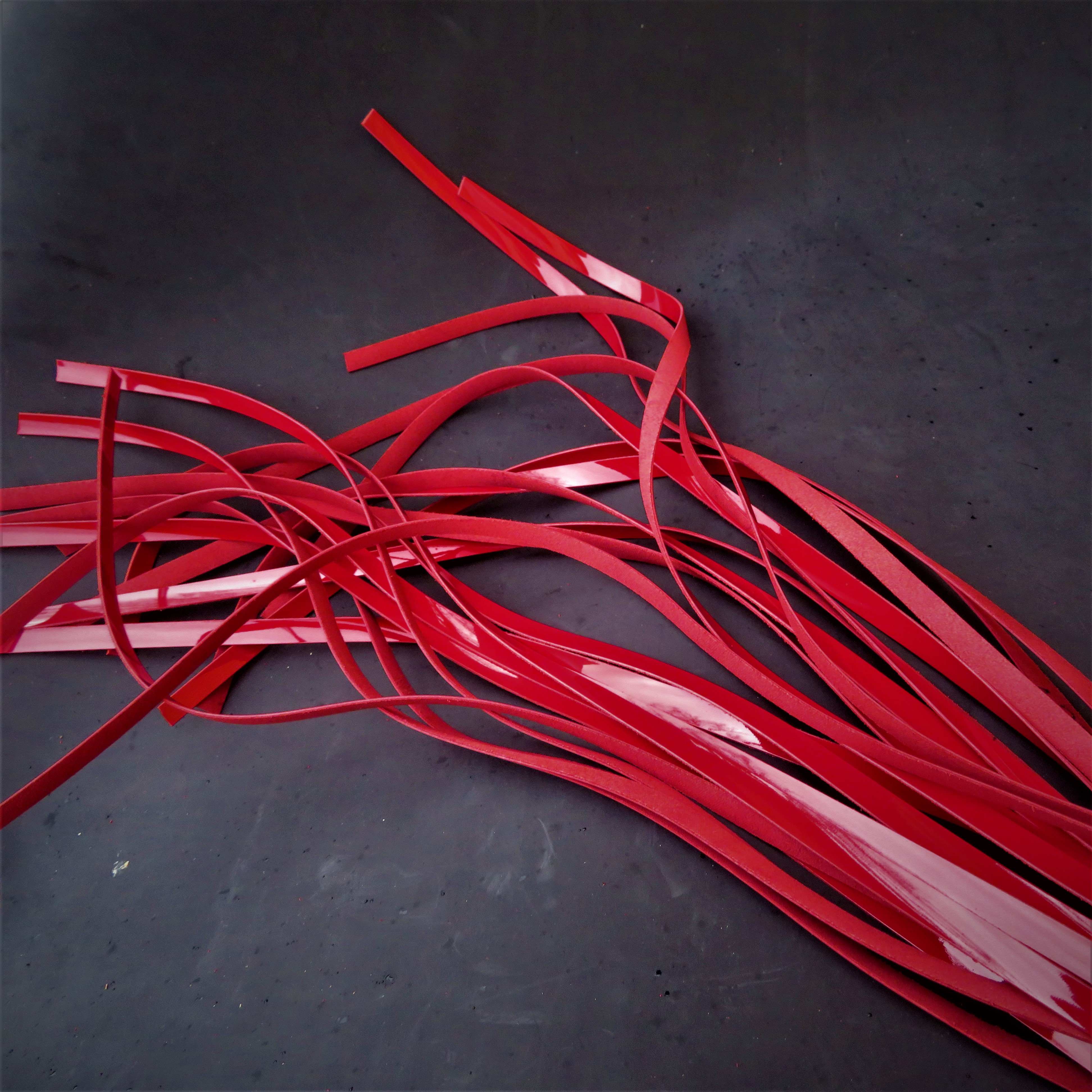 Red Patent Leather Flogger with Stainless Steel Handle