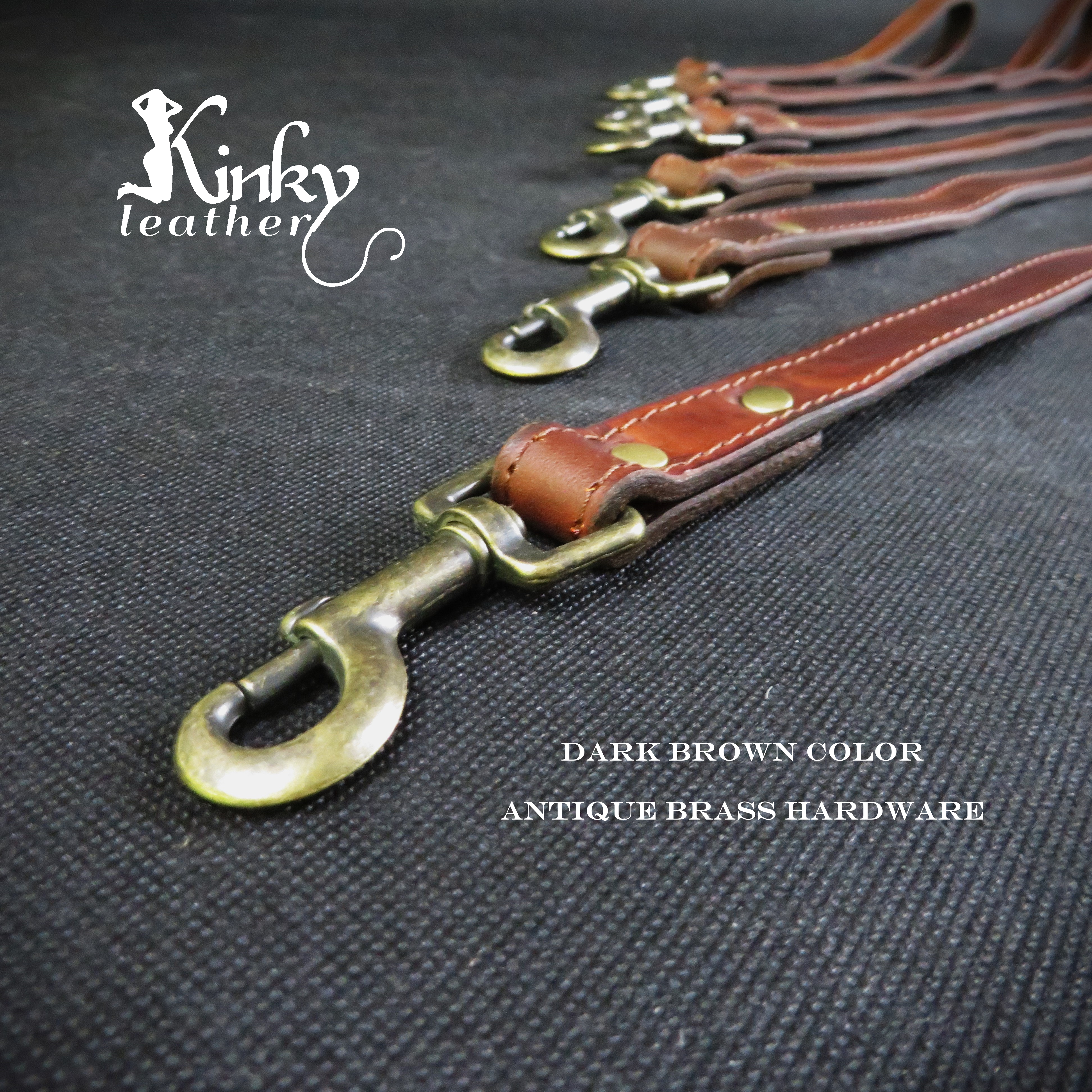 Handmade Leather Leash – Dual-Layer Full Grain Leather – Custom Lengths & Colors – Solid Cast Hardware – BDSM Kinky Pet Play