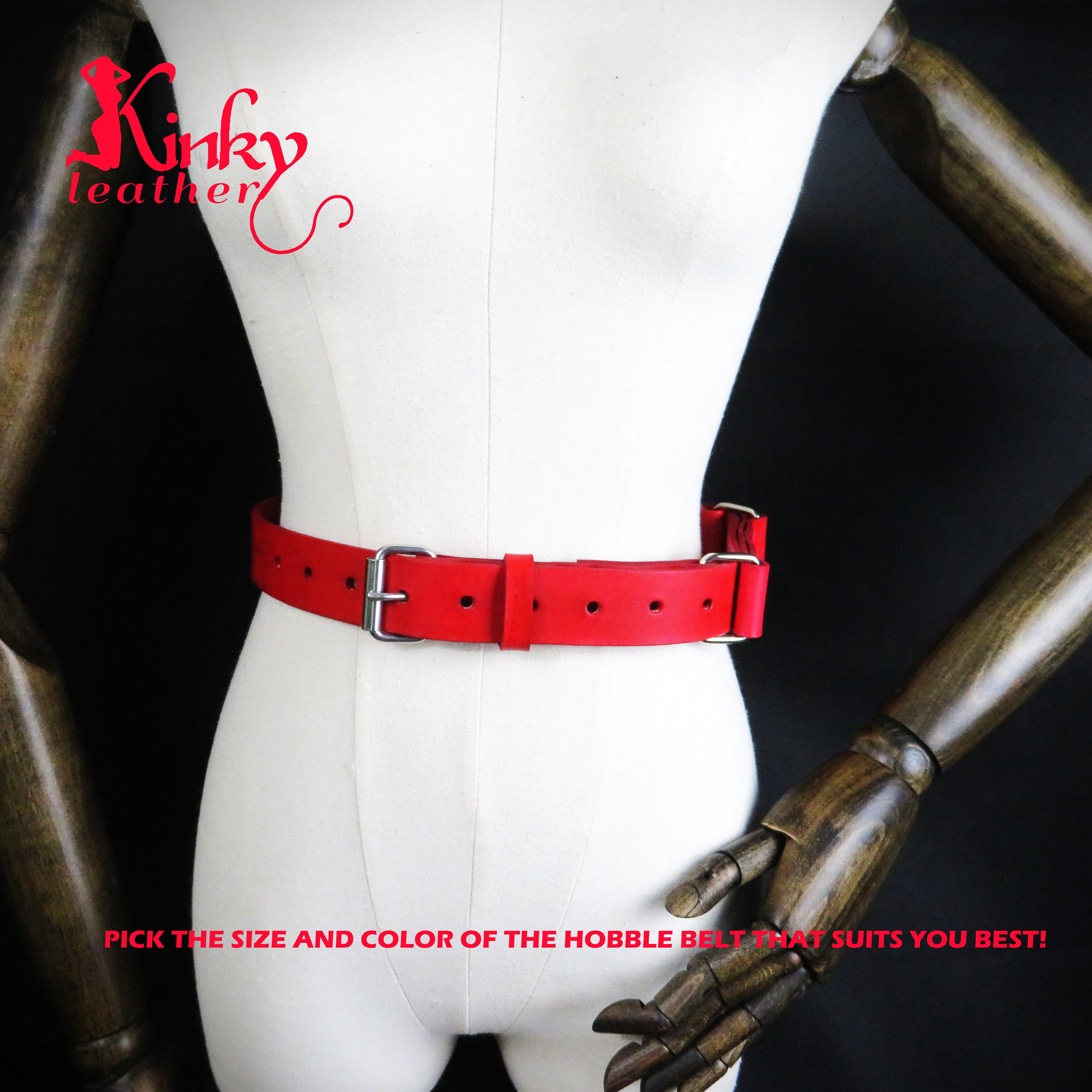 Dual-Purpose Leather Hobble Belt – Unisex Restraint & Fashion Belt – 3cm Wide – Handmade BDSM Accessory