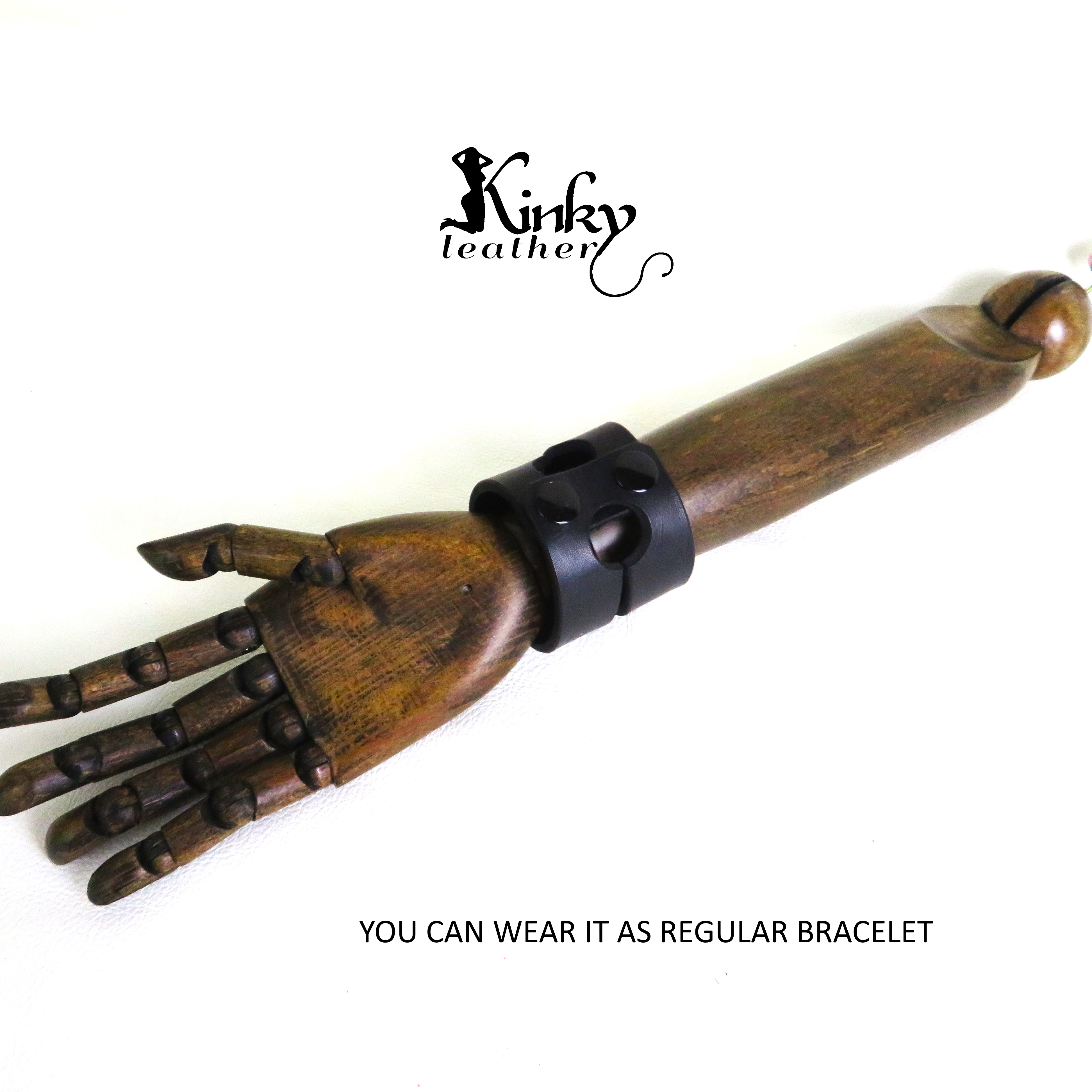 2" Wide Leather Restraint Bracelet – Handmade Vegetable-Tanned Cuff for Discreet BDSM Play