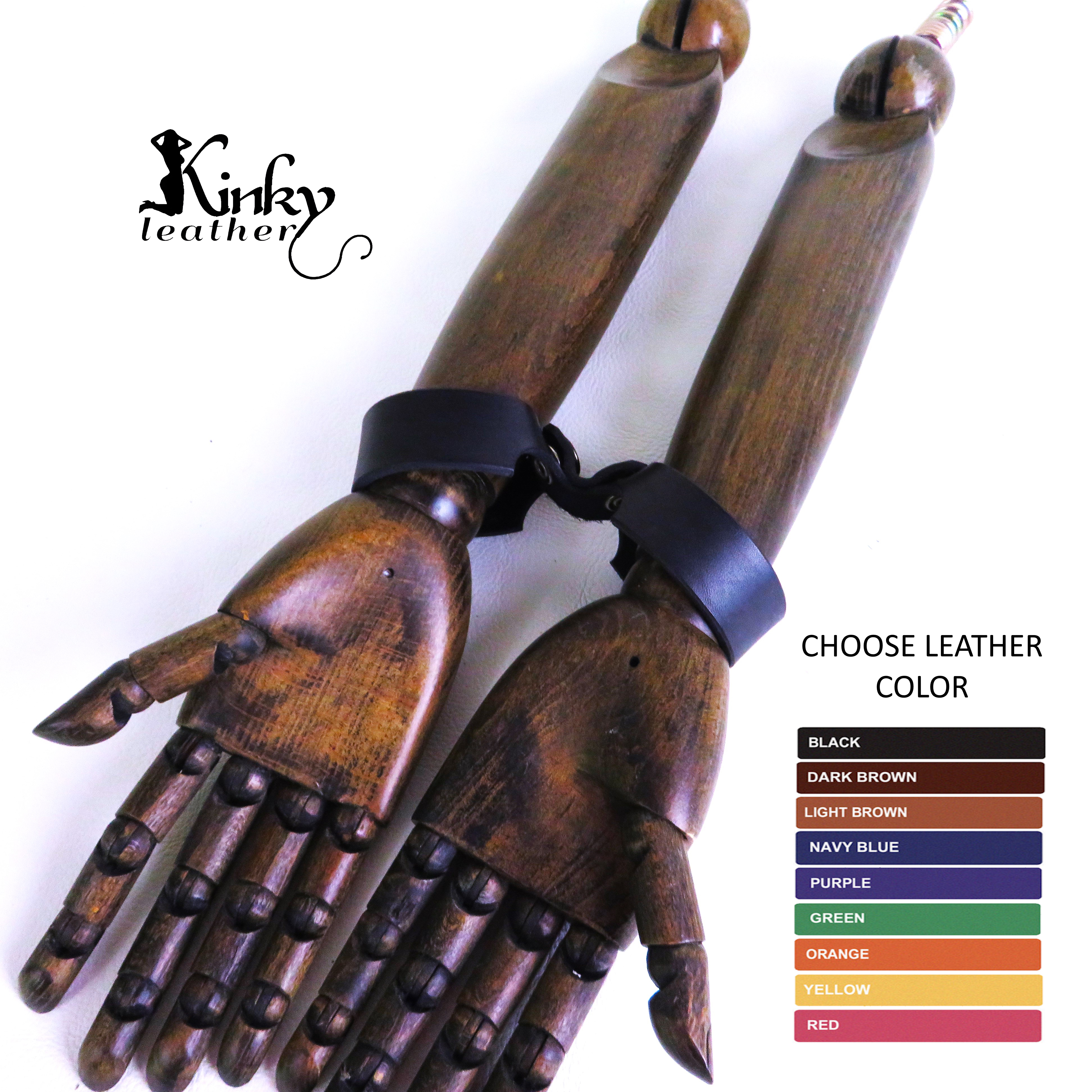 2" Wide Leather Restraint Bracelet – Handmade Vegetable-Tanned Cuff for Discreet BDSM Play