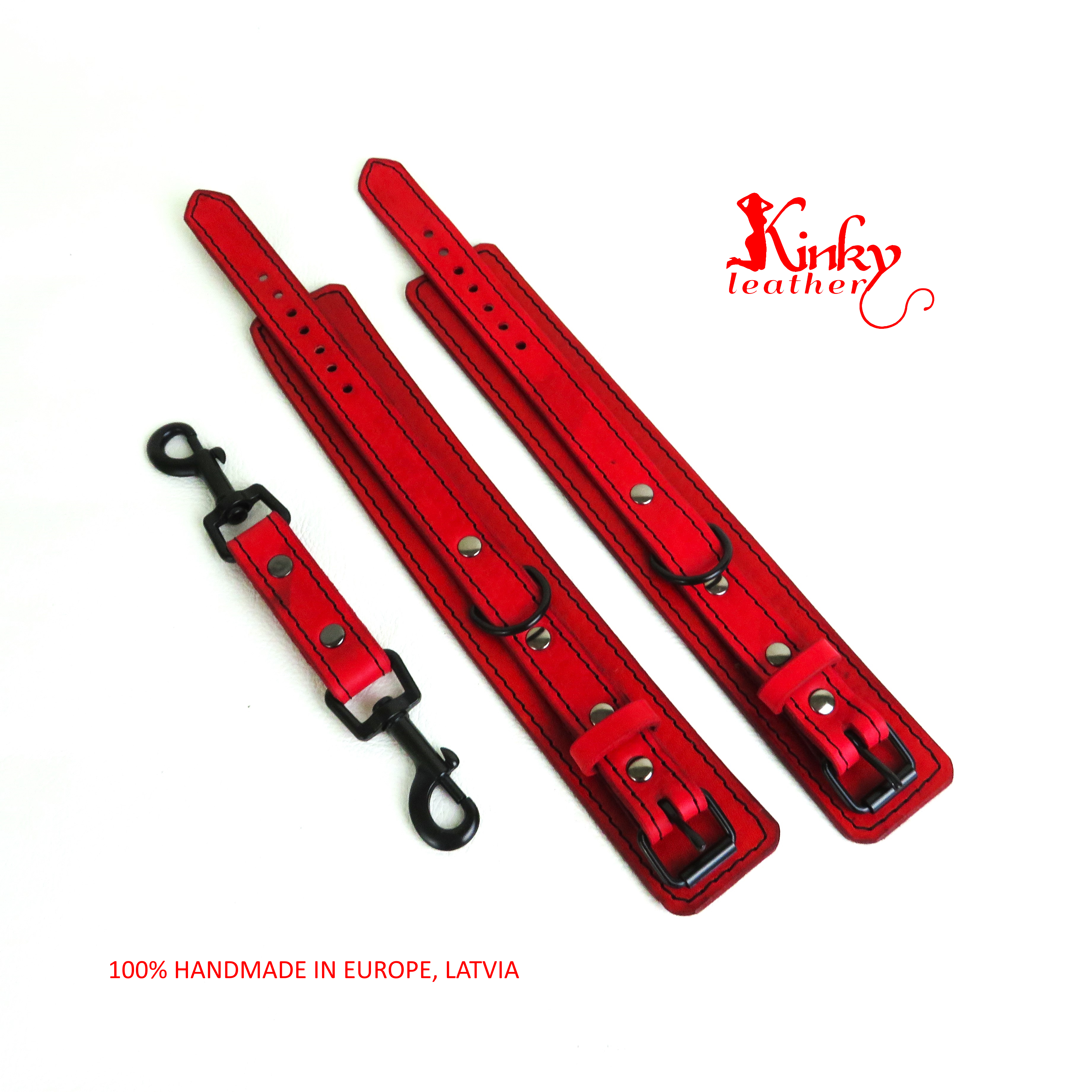 Leather Wrist Cuffs – Handmade BDSM Restraints – Custom Colors & Hardware – Adjustable Fit – Bondage Gear – Gift for Couples