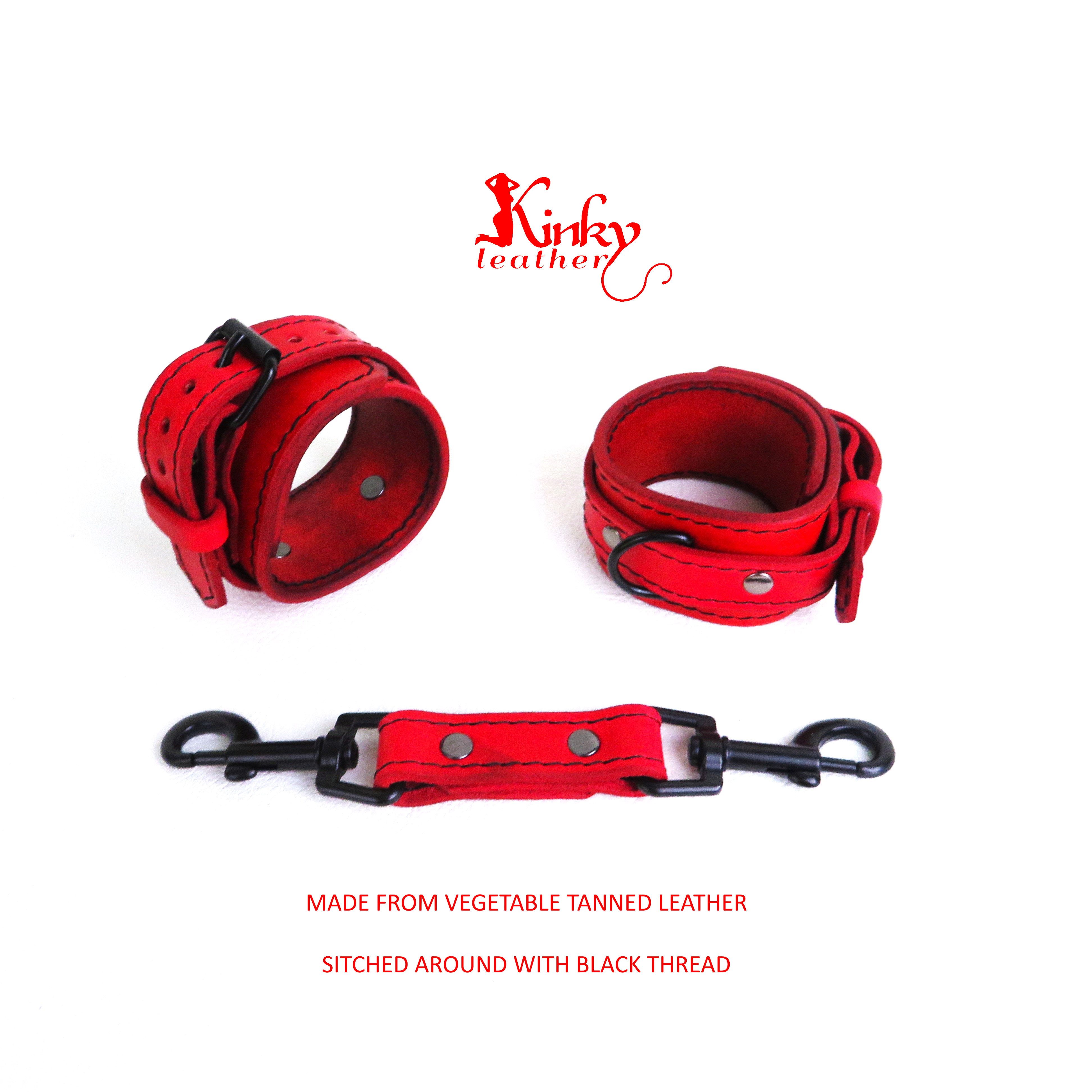 Leather Wrist Cuffs – Handmade BDSM Restraints – Custom Colors & Hardware – Adjustable Fit – Bondage Gear – Gift for Couples