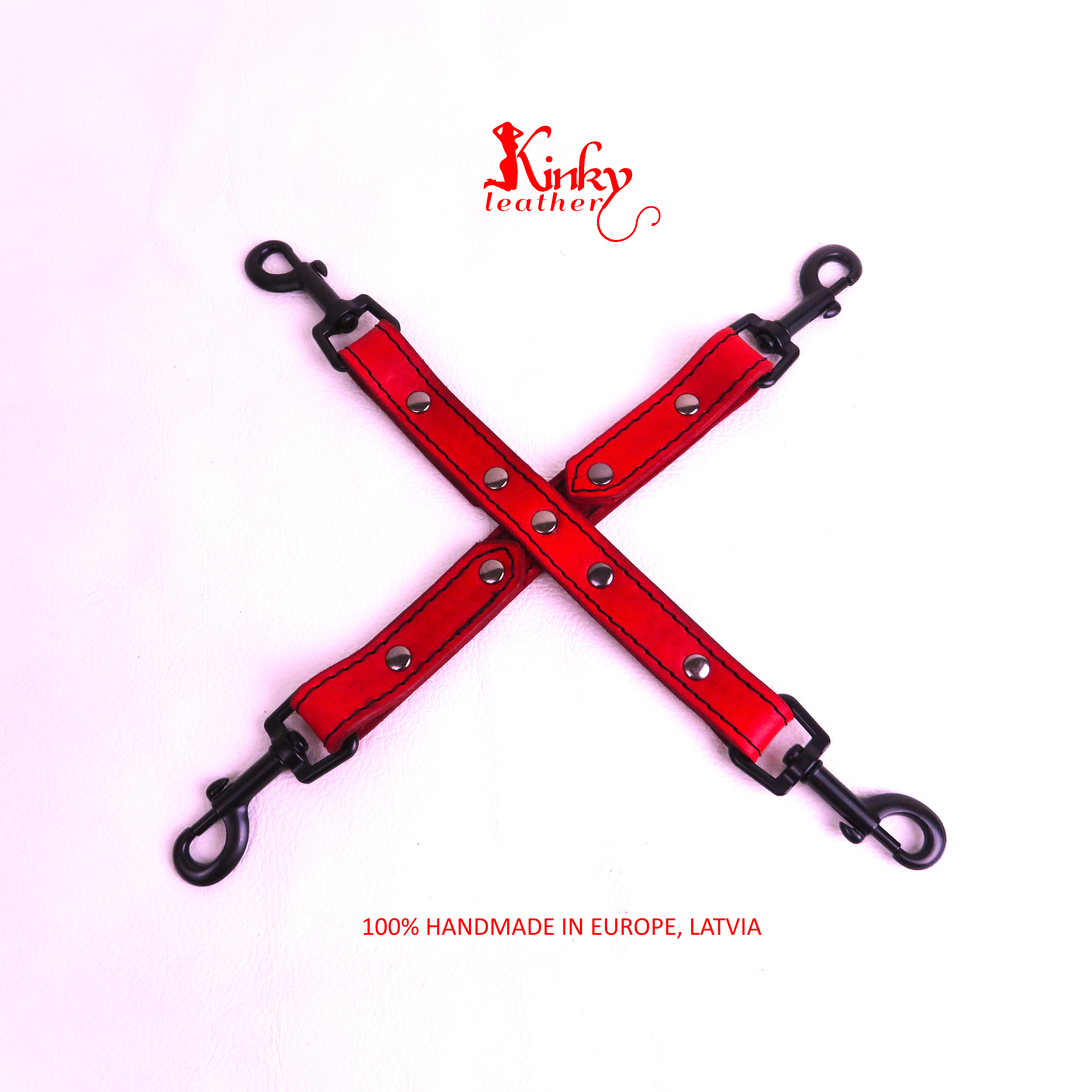 Handmade 4-Way Leather Hogtie Connector – Custom Color & Hardware Options