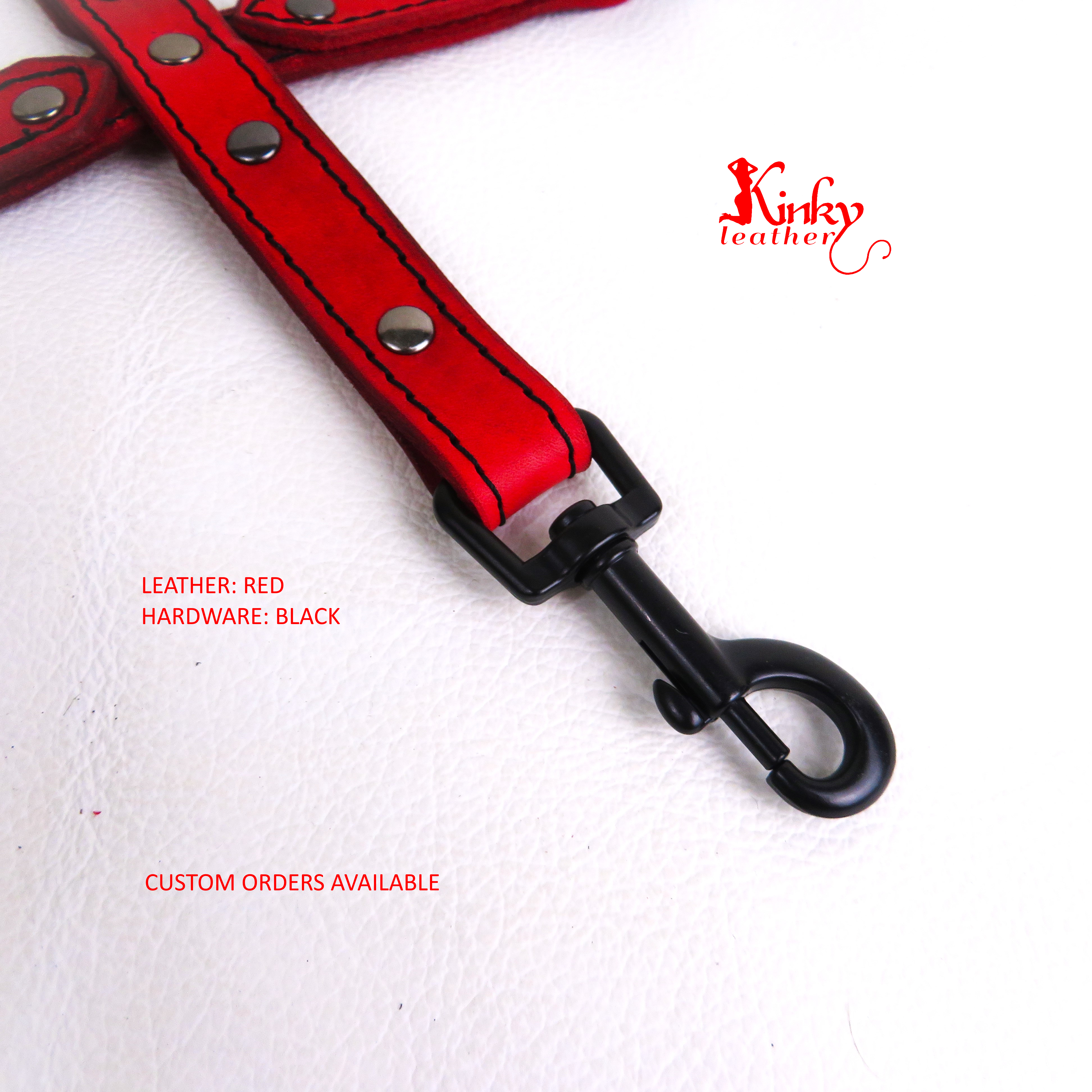 Handmade 4-Way Leather Hogtie Connector – Custom Color & Hardware Options