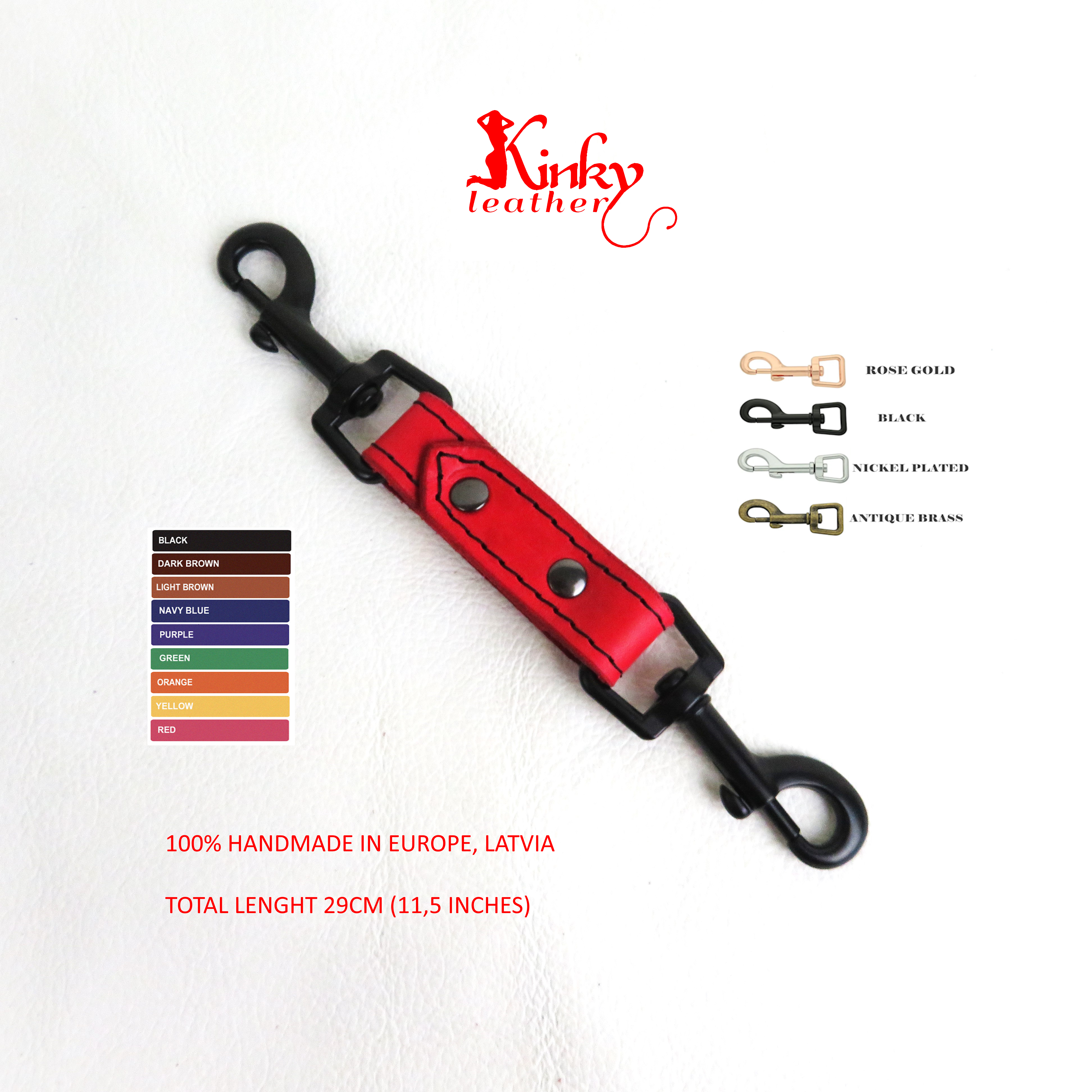Handmade Two-Way Leather Hogtie Connector – Custom Colors & Hardware