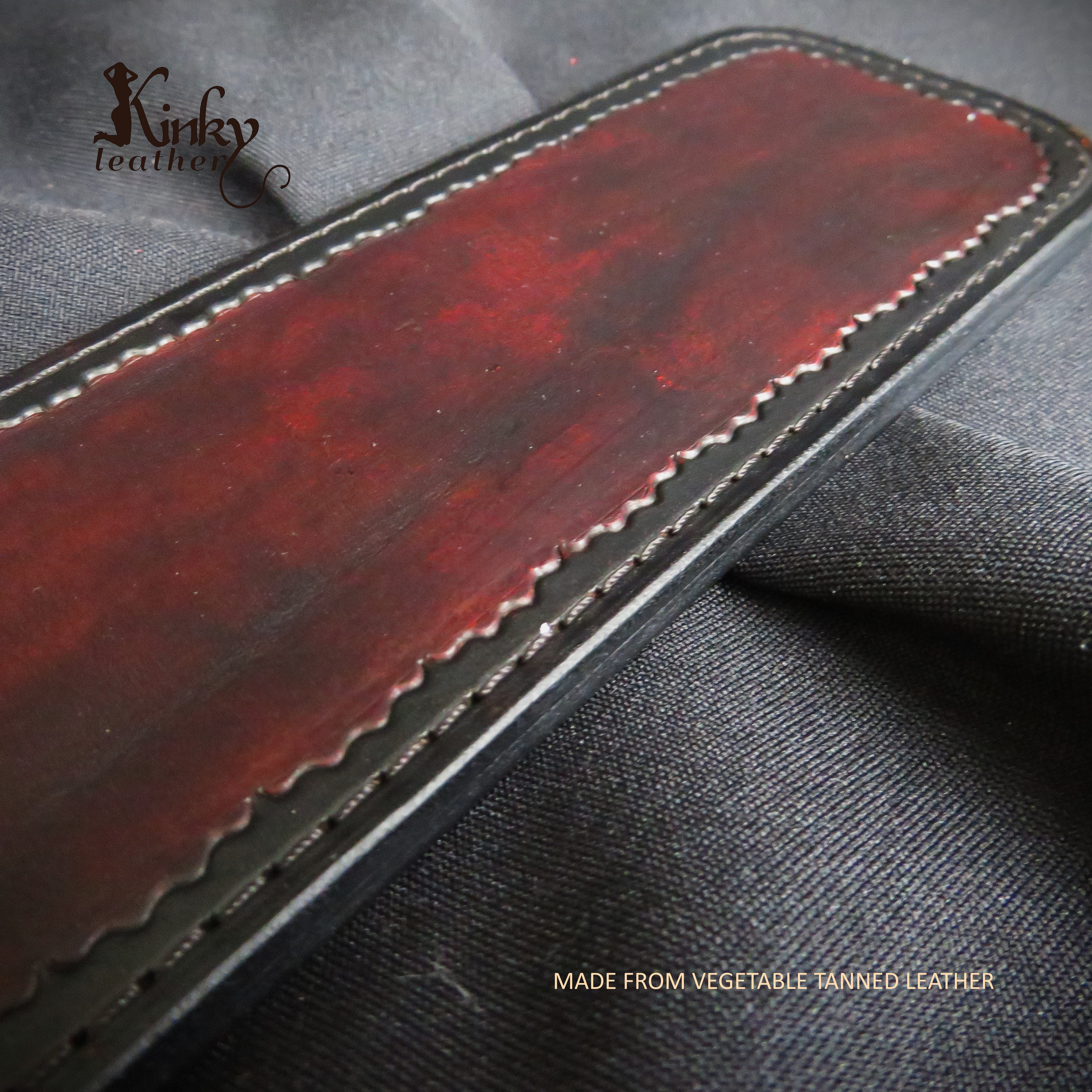 Handmade Black & Brown Leather Spanking Paddle – BDSM Impact Toy – Artisan Tooled Design
