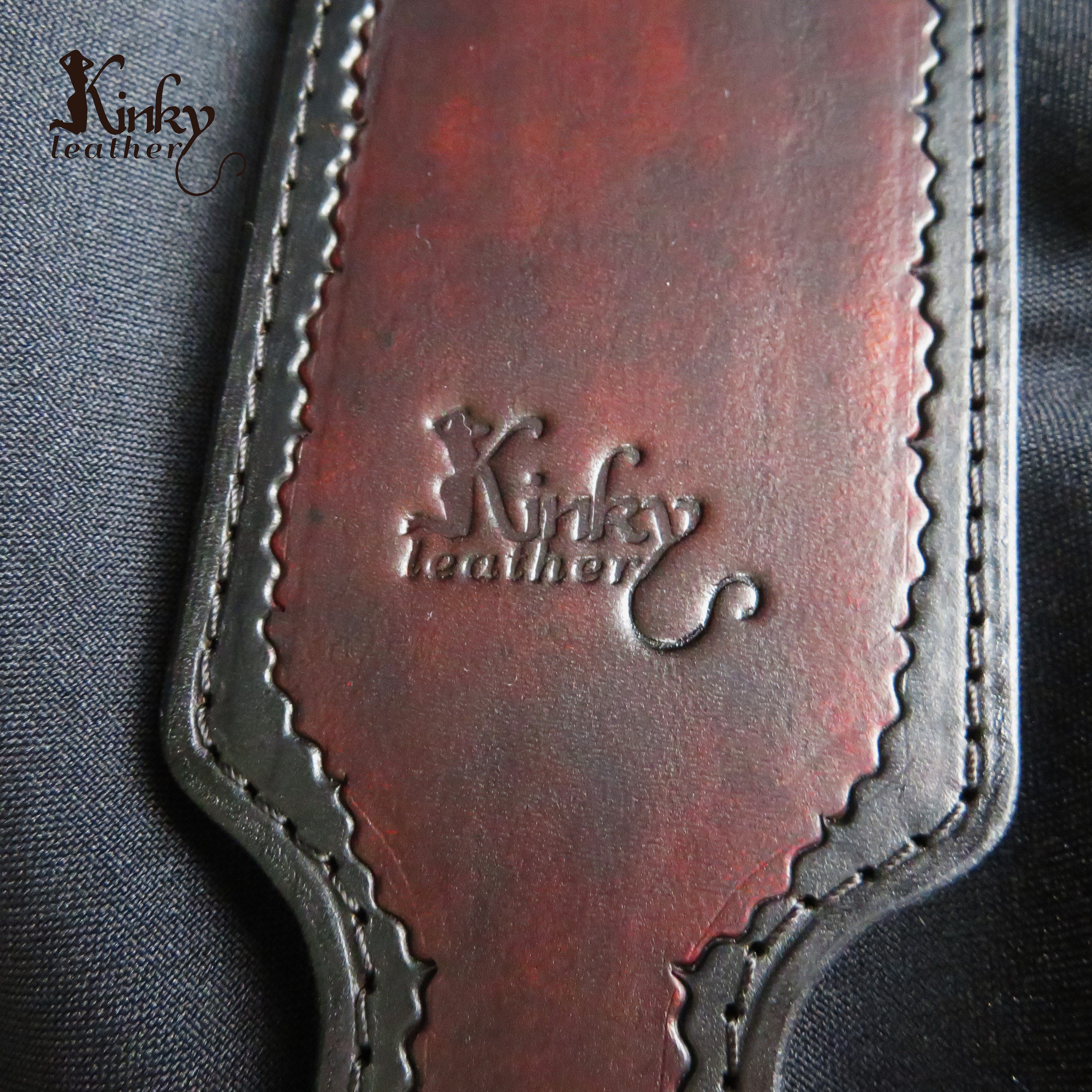 Handmade Black & Brown Leather Spanking Paddle – BDSM Impact Toy – Artisan Tooled Design