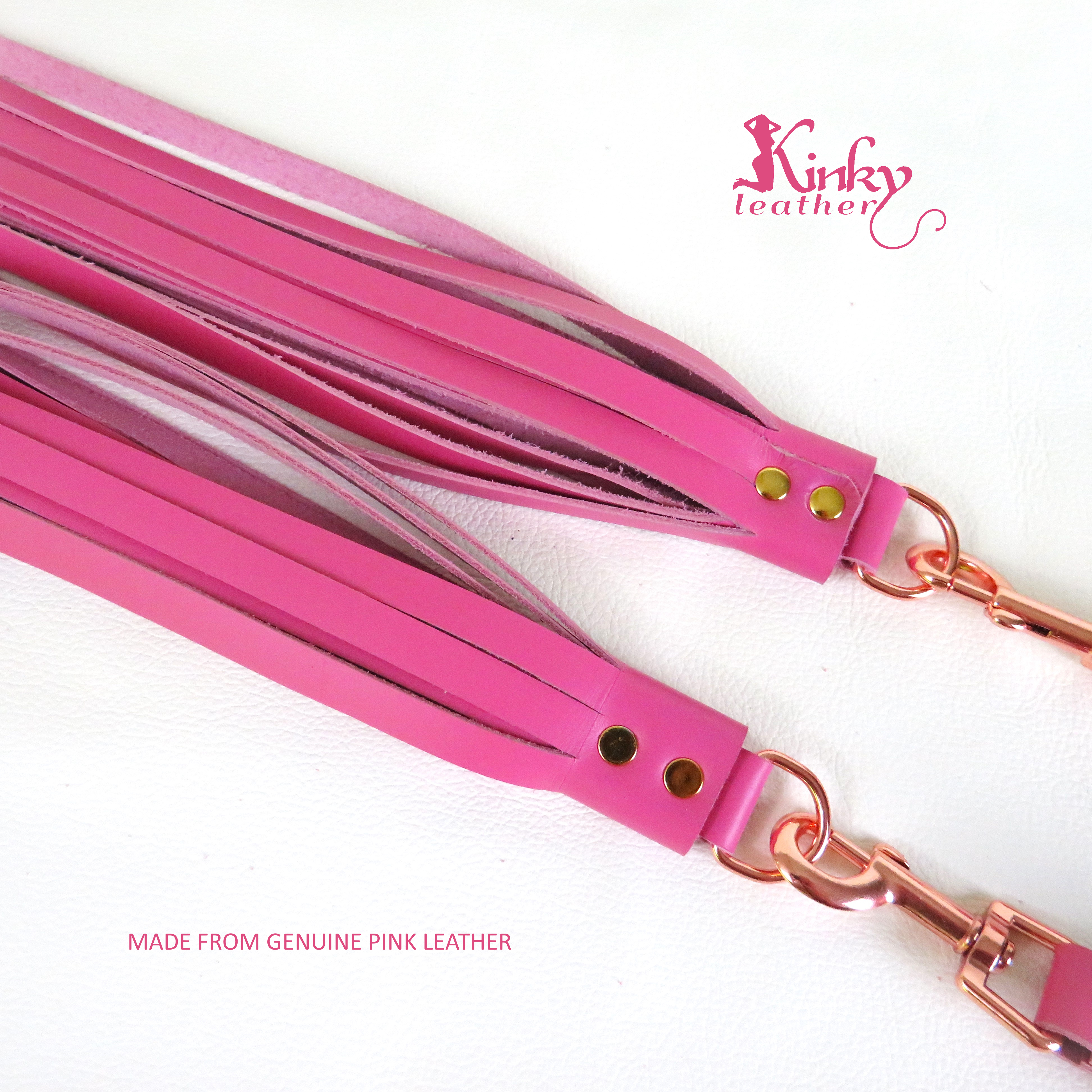 Pink Leather Finger Flogger Pair – BDSM Spanking Toy with Swivel | Impact Play Floggers for Couples, Beginners, Dominants & Subs