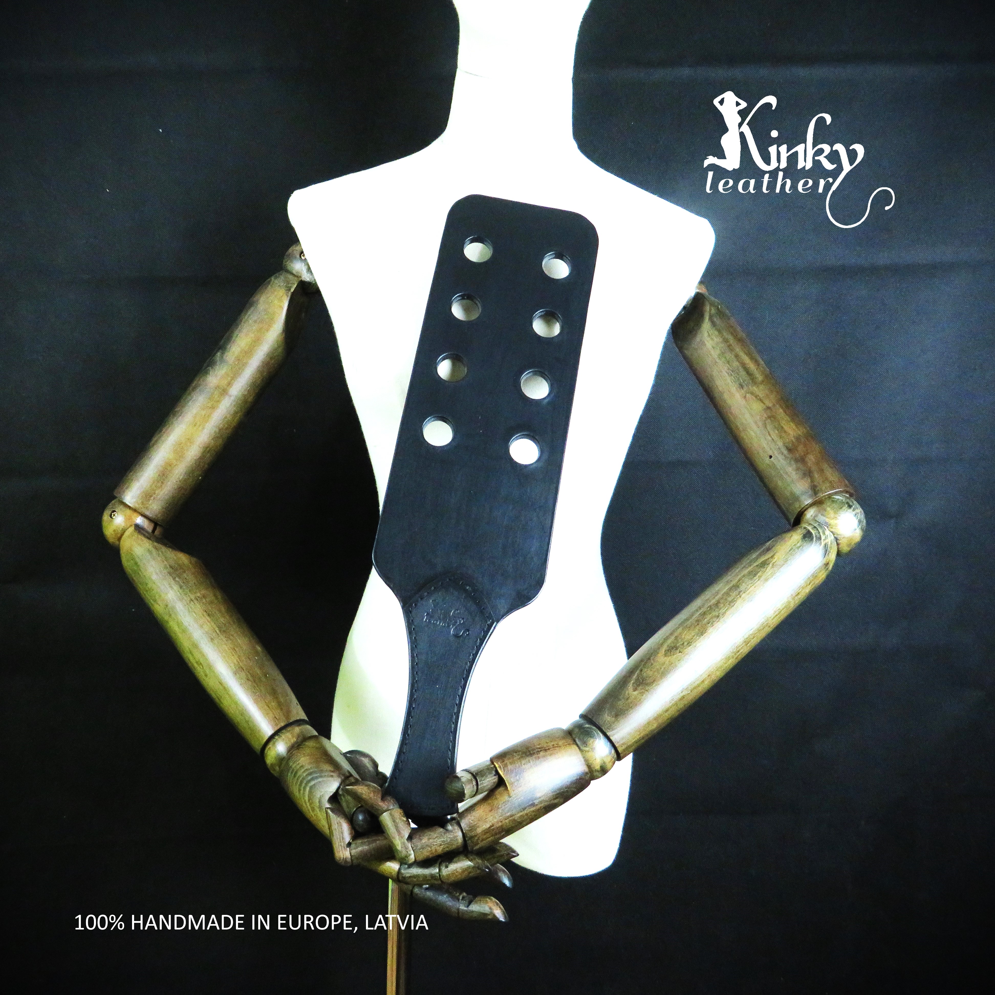 XL Handcrafted Black Leather Spanking Paddle