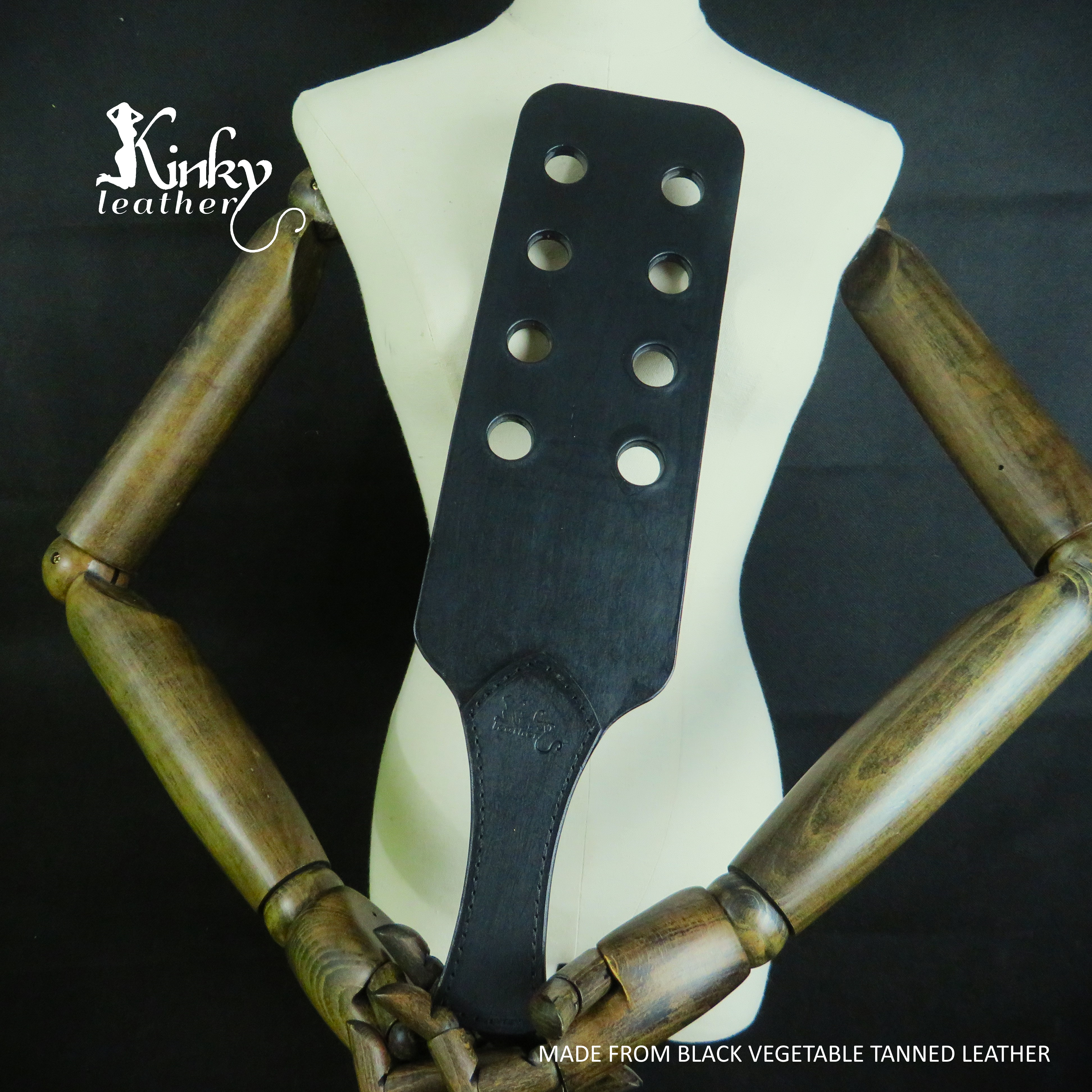 XL Handcrafted Black Leather Spanking Paddle