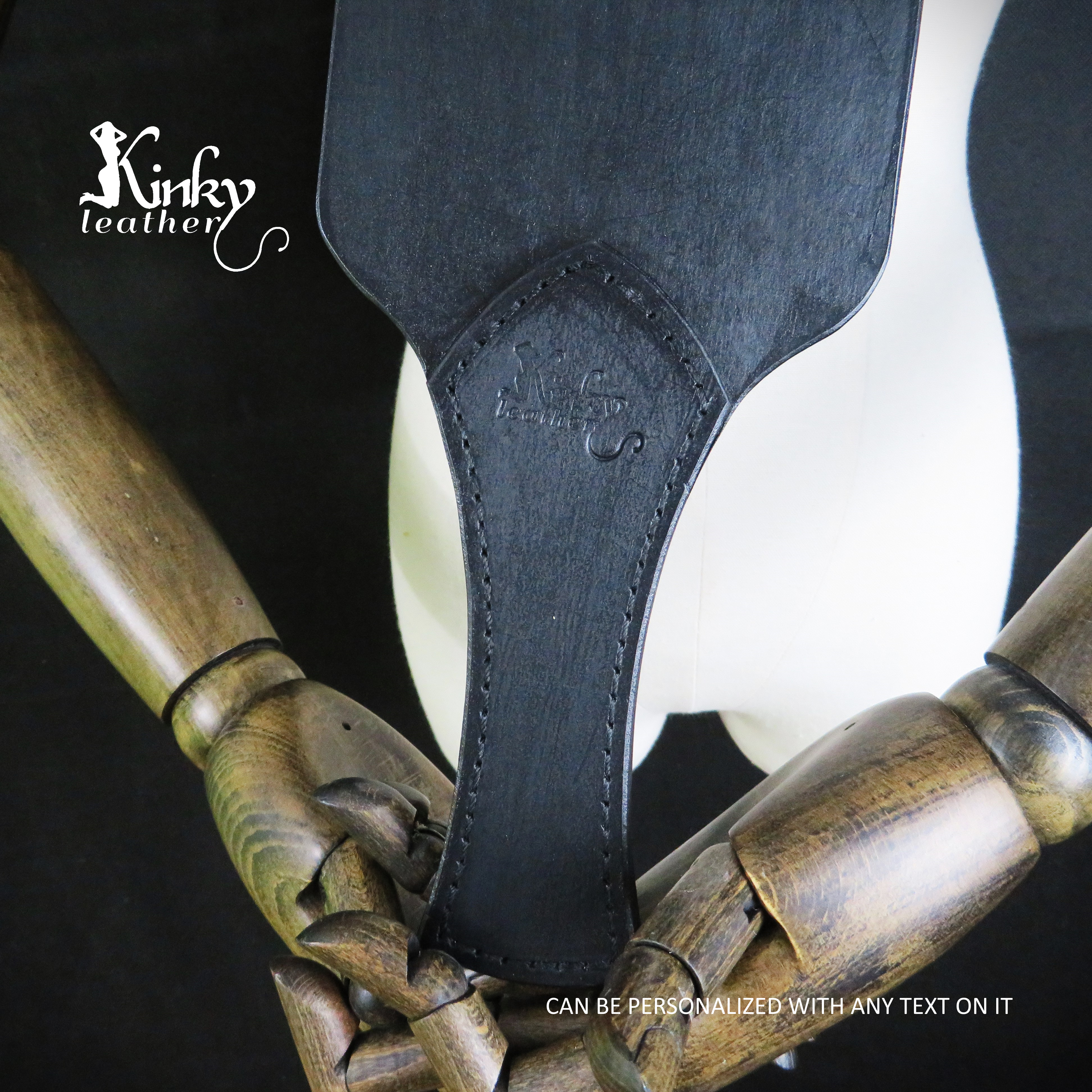 XL Handcrafted Black Leather Spanking Paddle