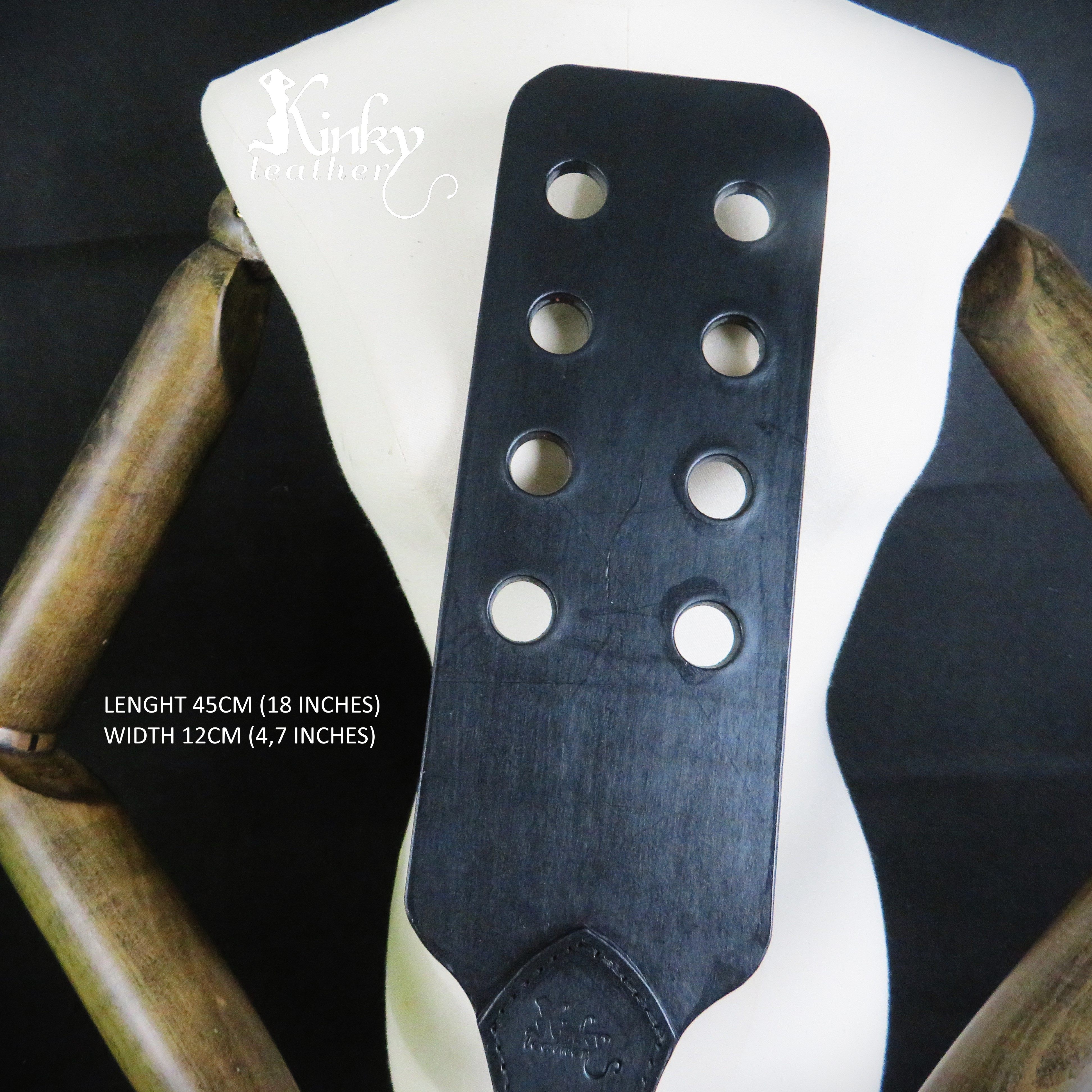 XL Handcrafted Black Leather Spanking Paddle