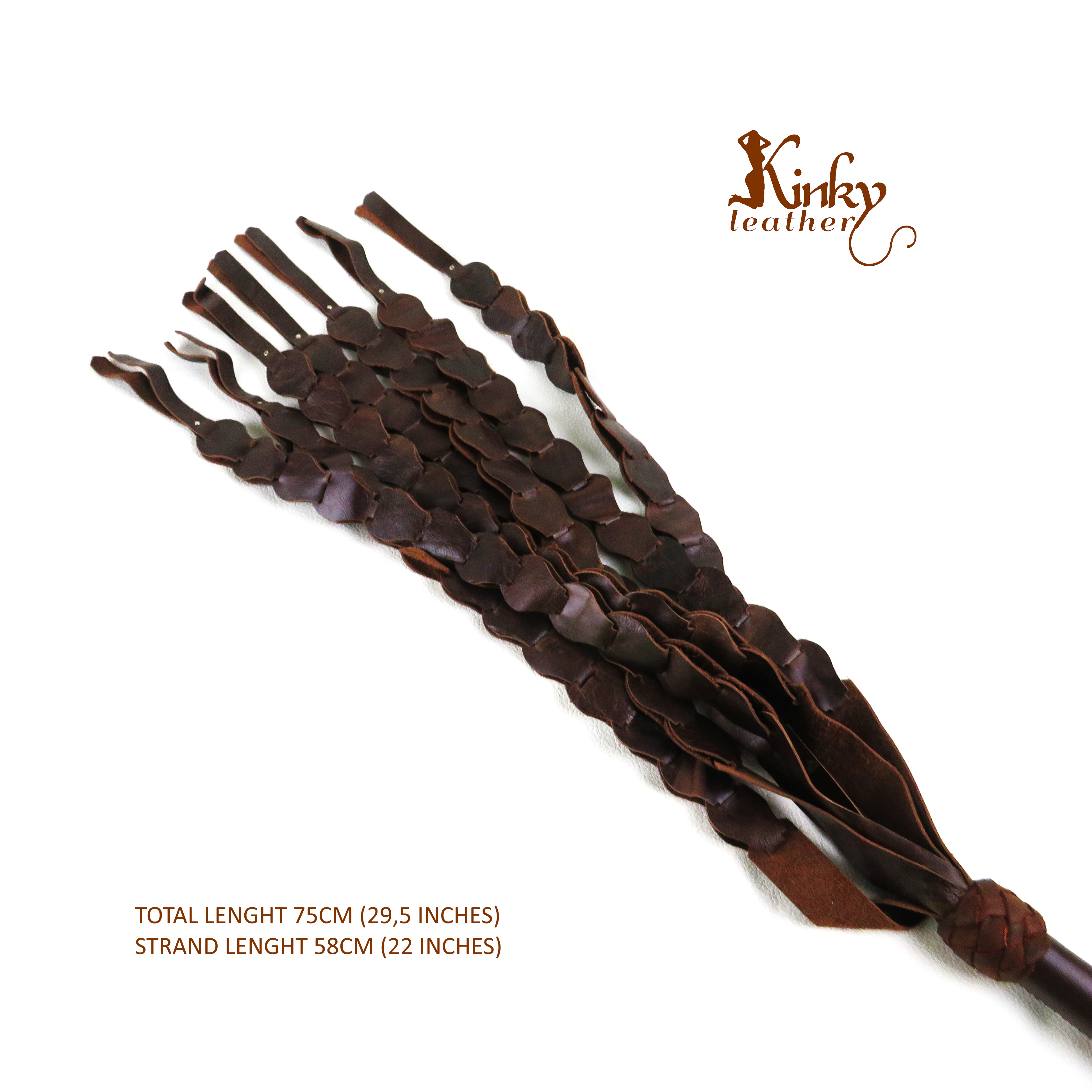 Brown Leather Flogger – Handmade 7 Strand BDSM Whip – Genuine Leather Impact Toy – Kink Gear for Sensation & Impact Play