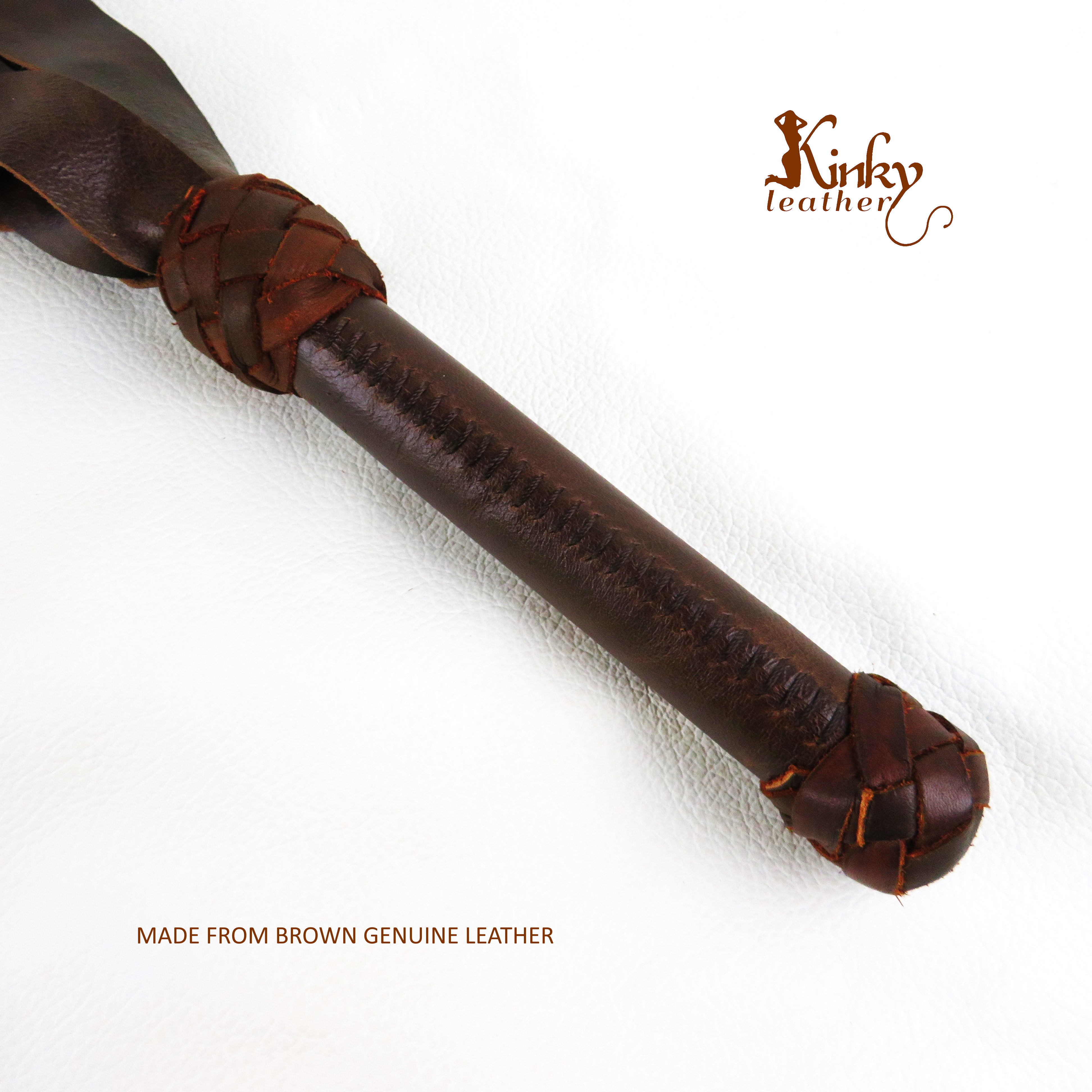 Brown Leather Flogger – Handmade 7 Strand BDSM Whip – Genuine Leather Impact Toy – Kink Gear for Sensation & Impact Play