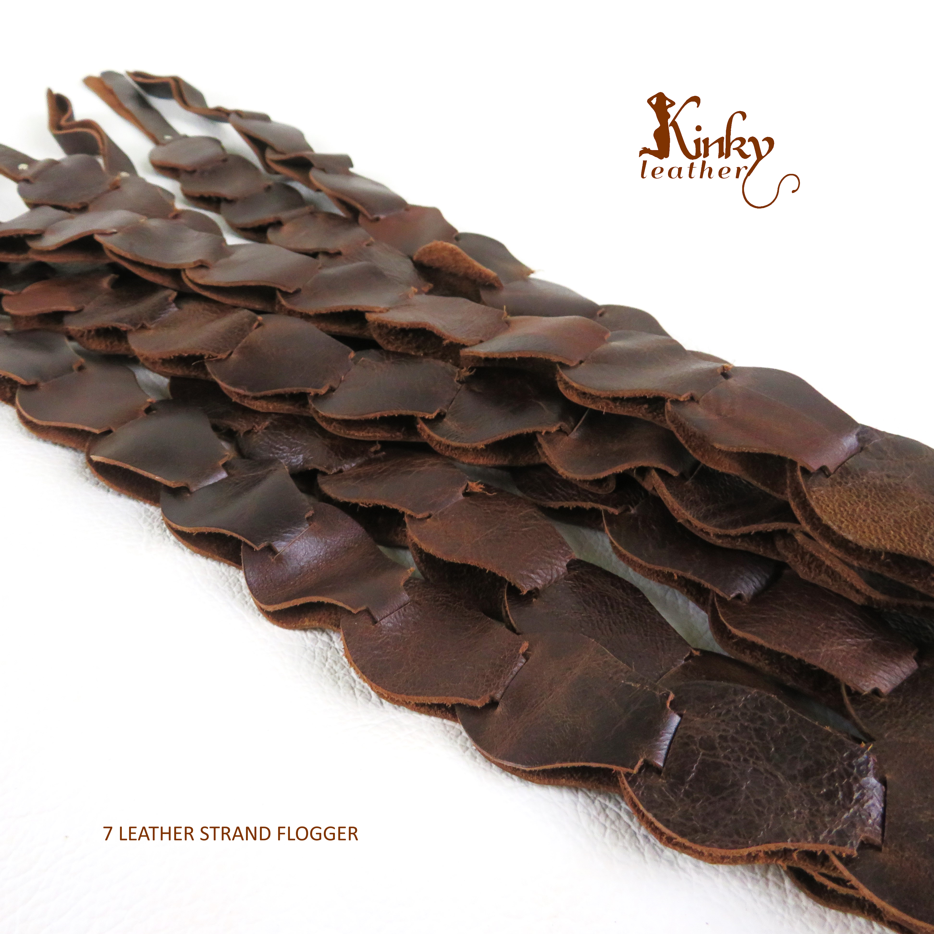 Brown Leather Flogger – Handmade 7 Strand BDSM Whip – Genuine Leather Impact Toy – Kink Gear for Sensation & Impact Play