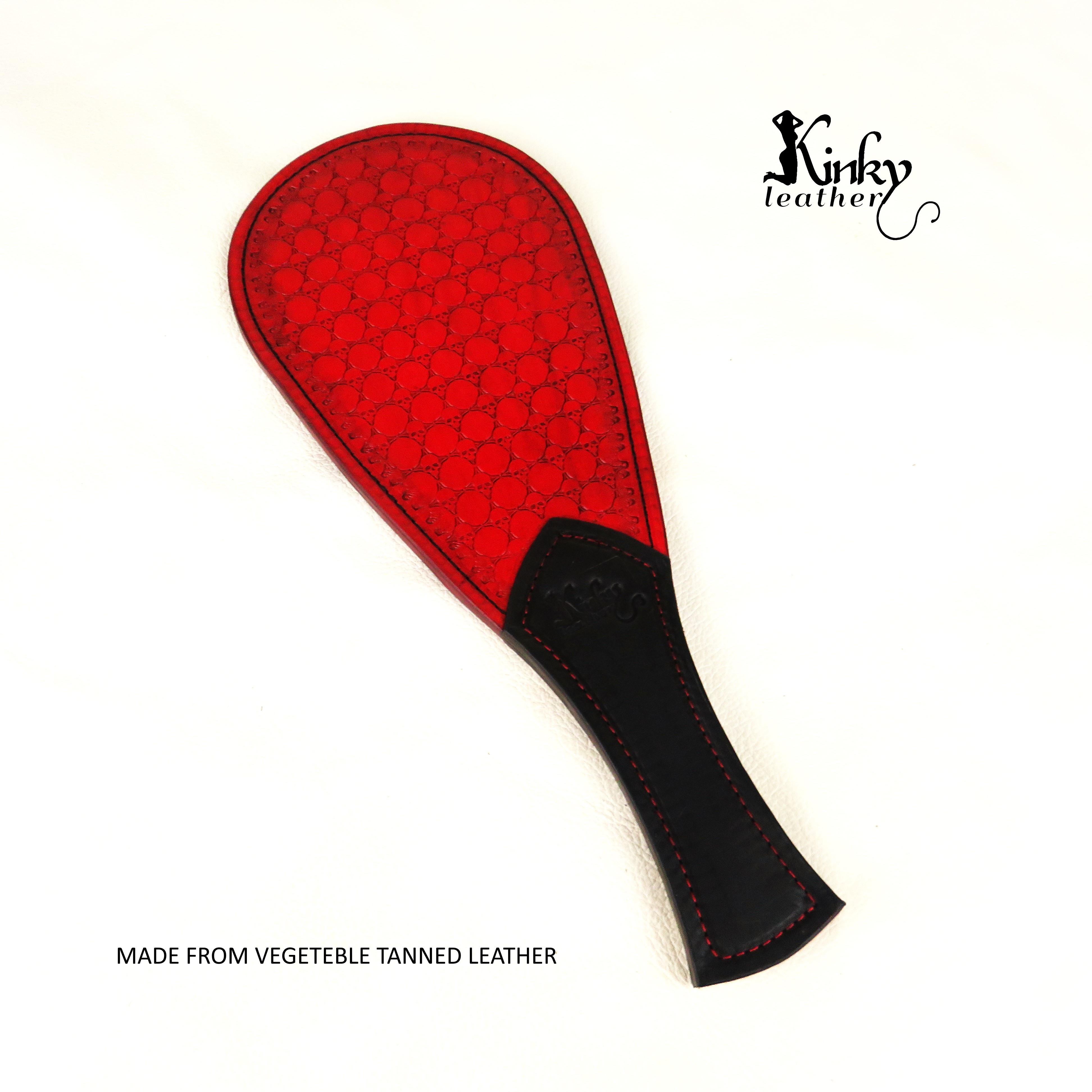 Handmade Leather Spanking Paddle – Tooled Skull Design