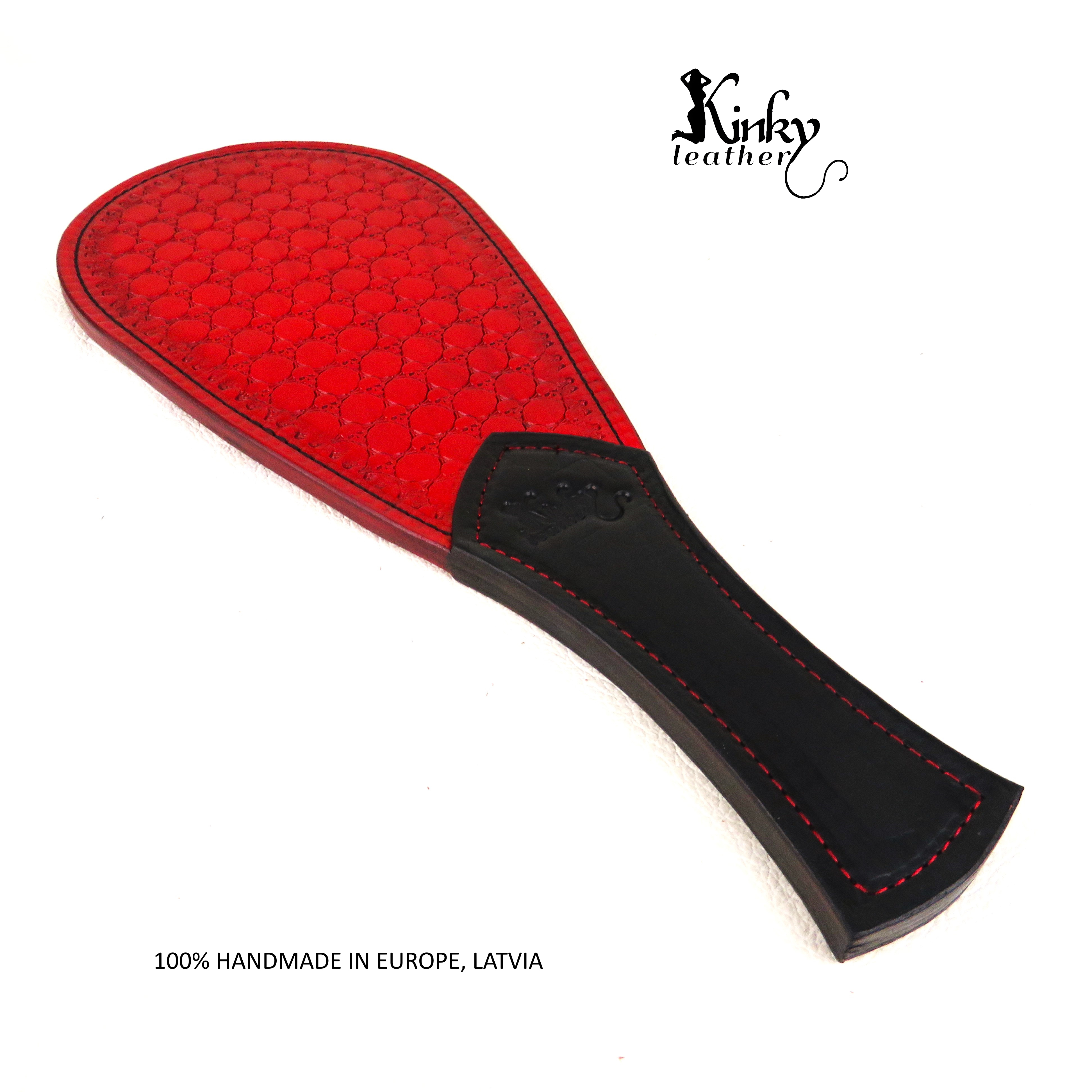 Handmade Leather Spanking Paddle – Tooled Skull Design