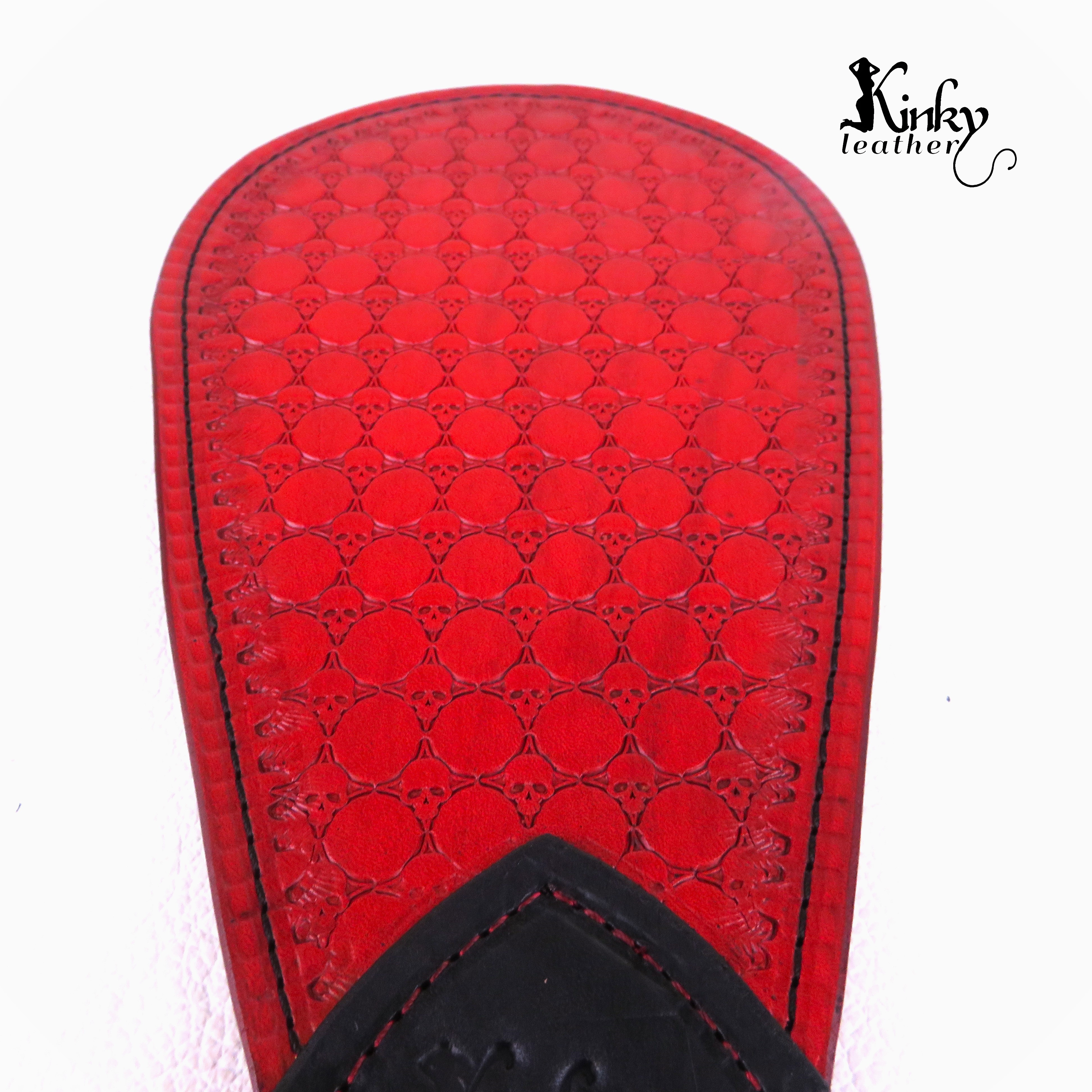 Handmade Leather Spanking Paddle – Tooled Skull Design