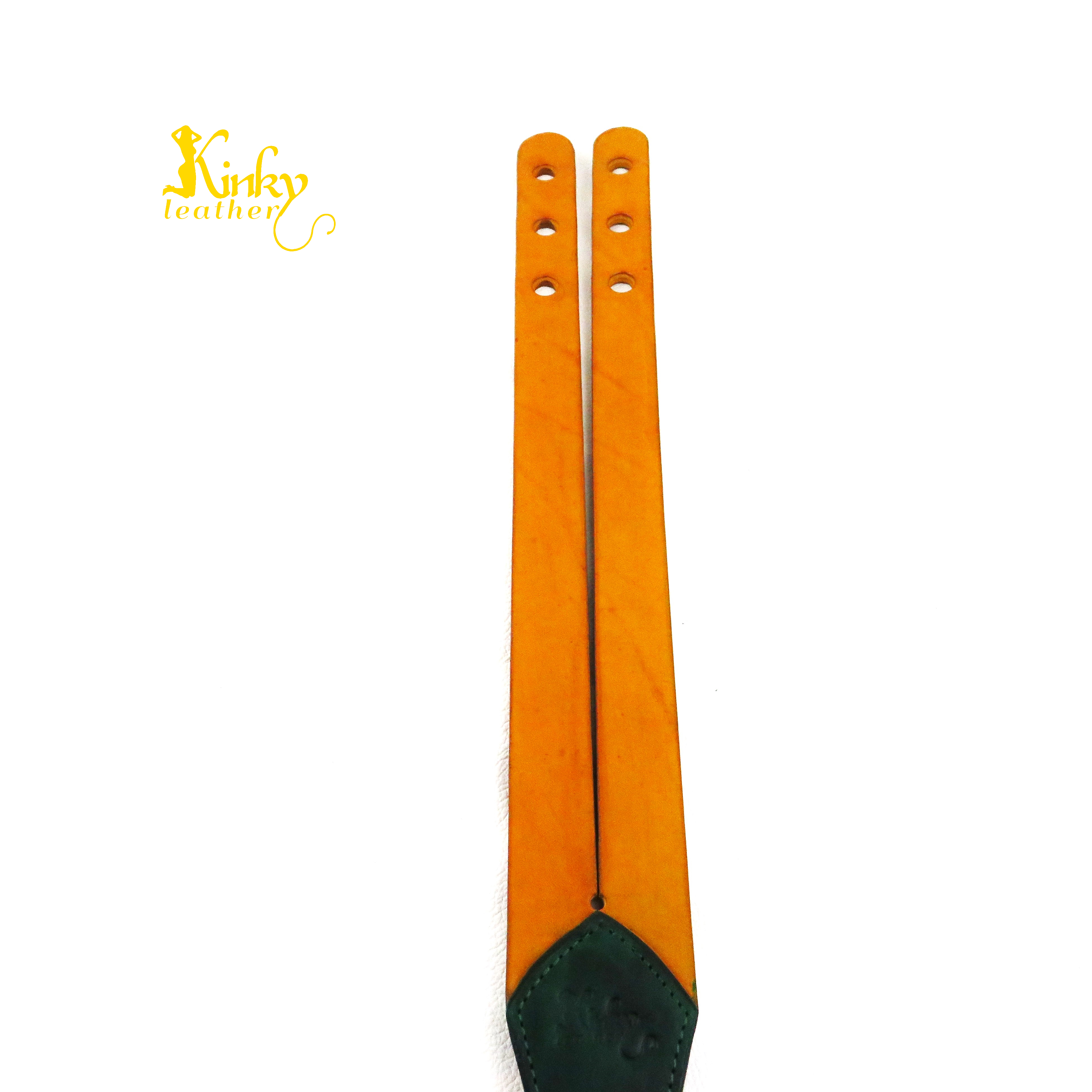 Two Finger Leather Tawse with Holes – Custom BDSM Paddle – Handmade Impact Toy – Vegetable Tanned Leather – Color Options