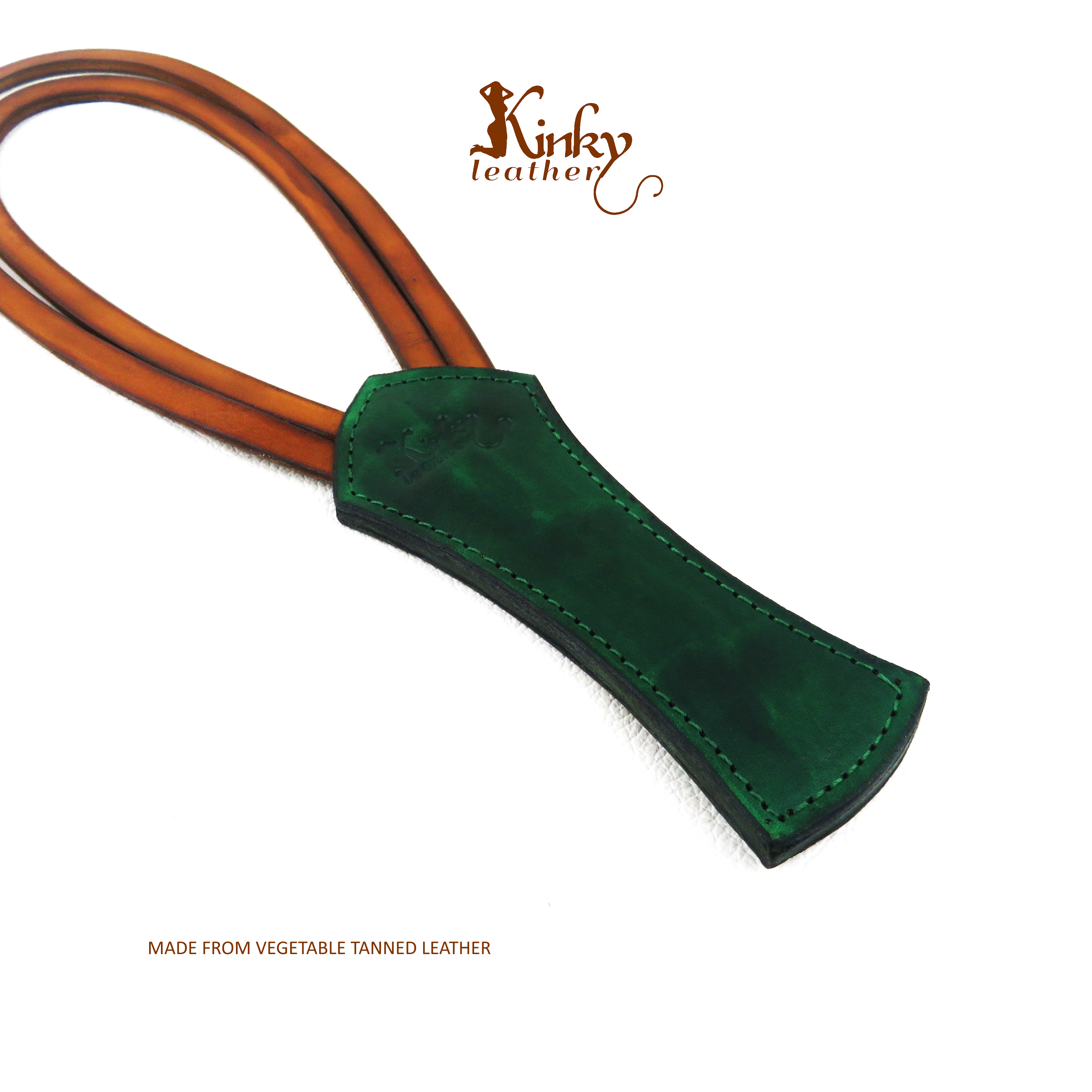 Brat Double Loop Leather Paddle – 15" Vegetable Tanned BDSM Spanking Toy – Handmade Impact Paddle – Kinky Discipline Gear
