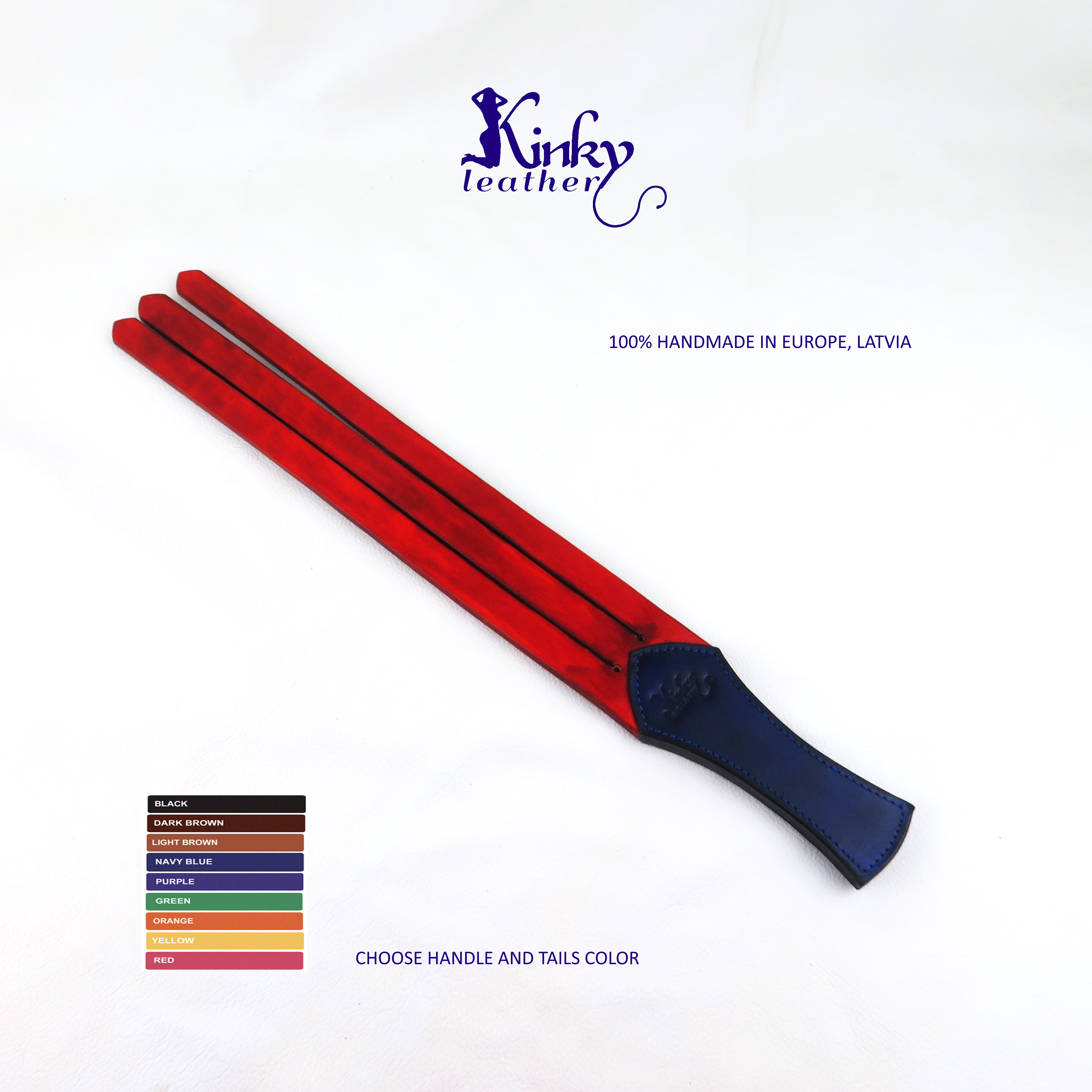 Three Finger Leather Tawse – Custom Color Impact Strap – Handmade BDSM Spanking Toy – Vegetable Tanned Kink Gear