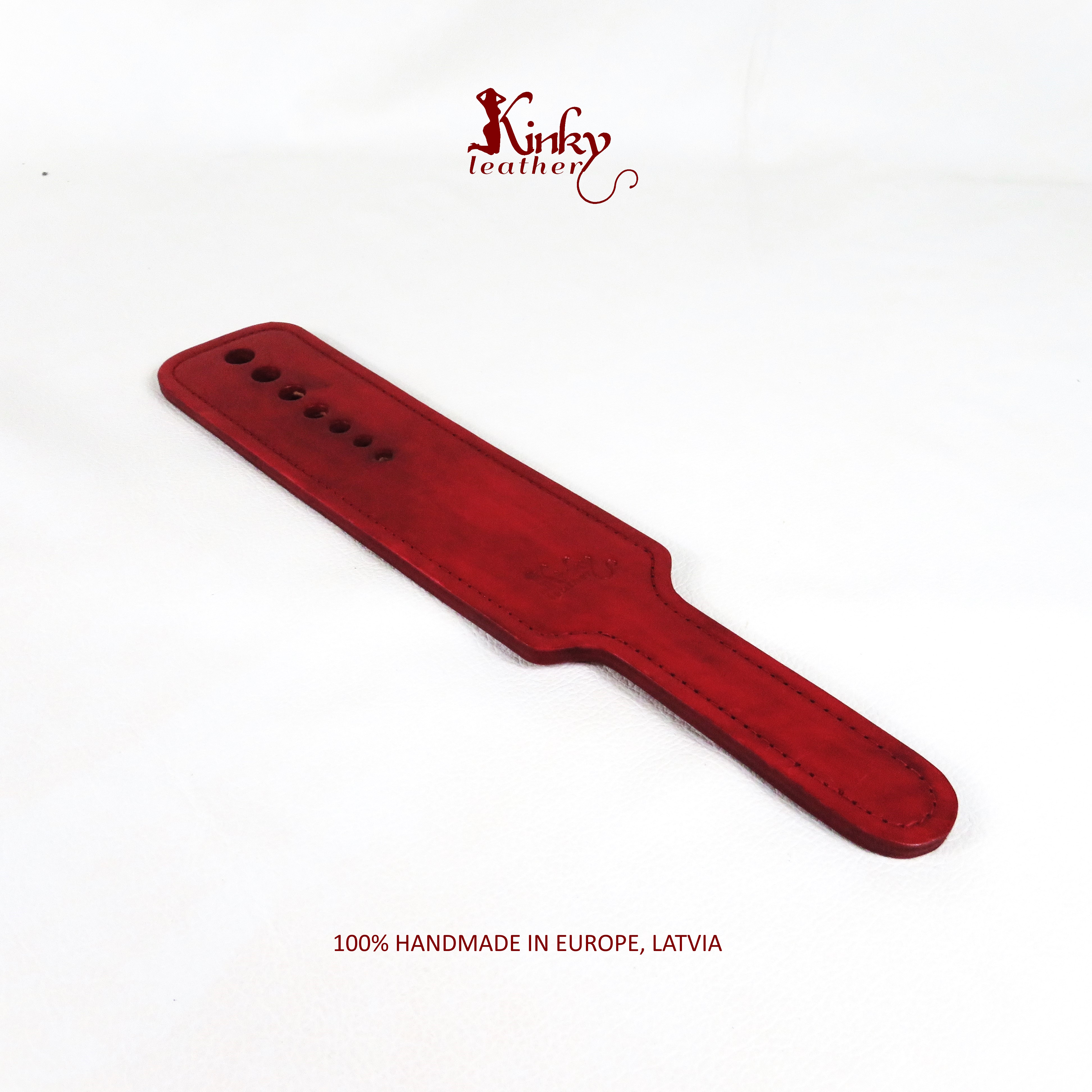 Handmade Leather Spanking Paddle – Full-Grain Vegetable Tanned Leather, 13.5in Impact Play Tool