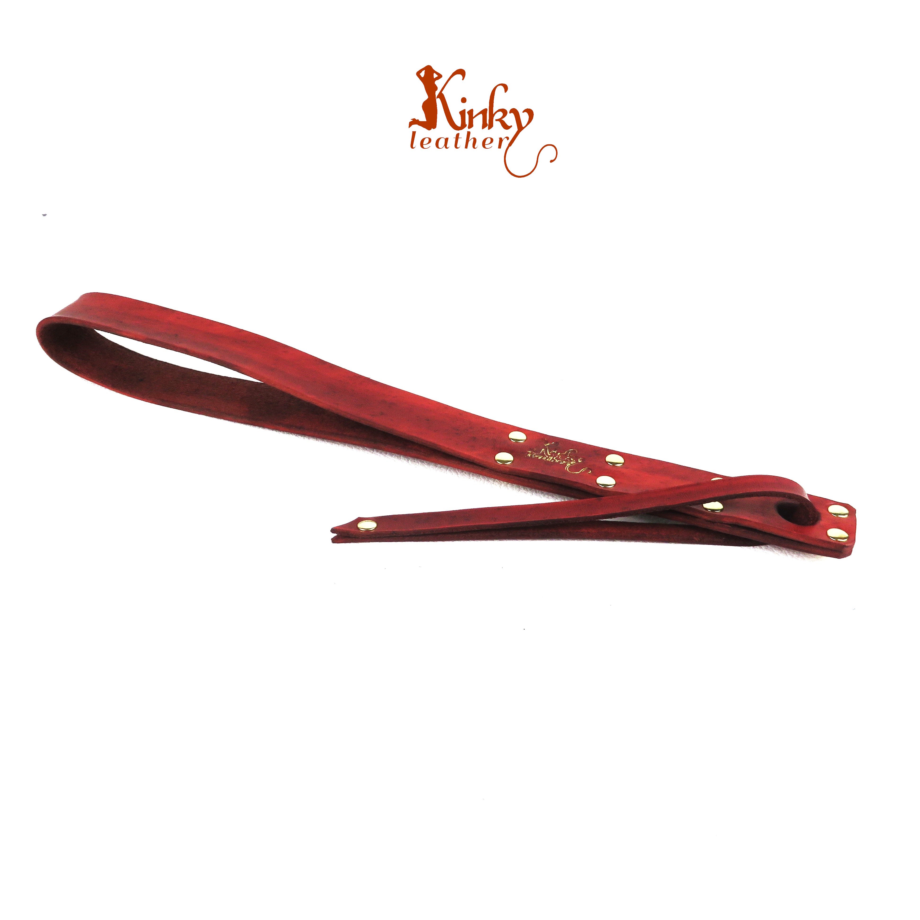BDSM Leather Slapper – Orange Handmade Impact Toy, Vegetable Tanned Leather 40cm