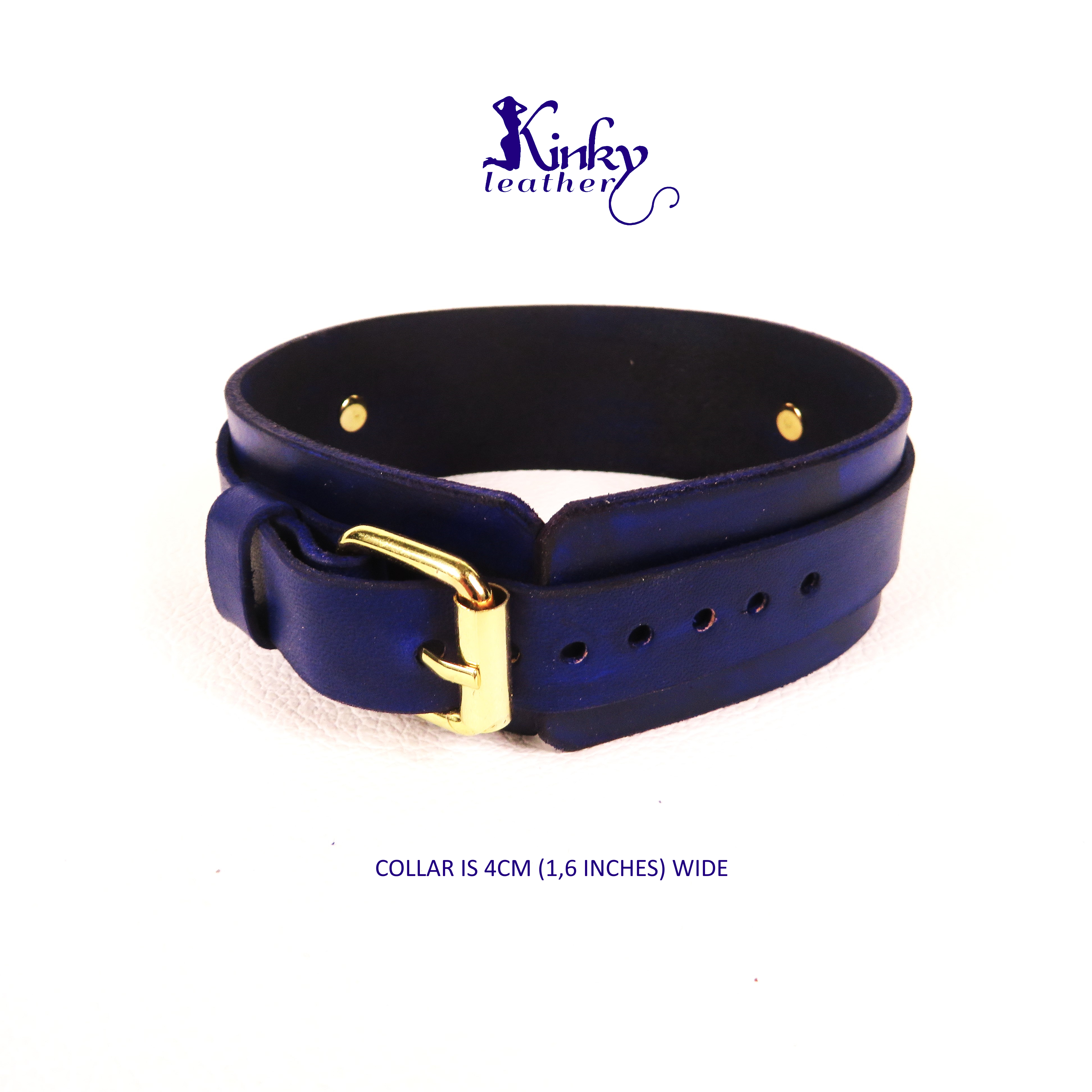 Handmade Leather Collar – BDSM Choker with Gold Ring | Custom Colors | Kinky Pet Play Collar | Unisex Fetish Accessory