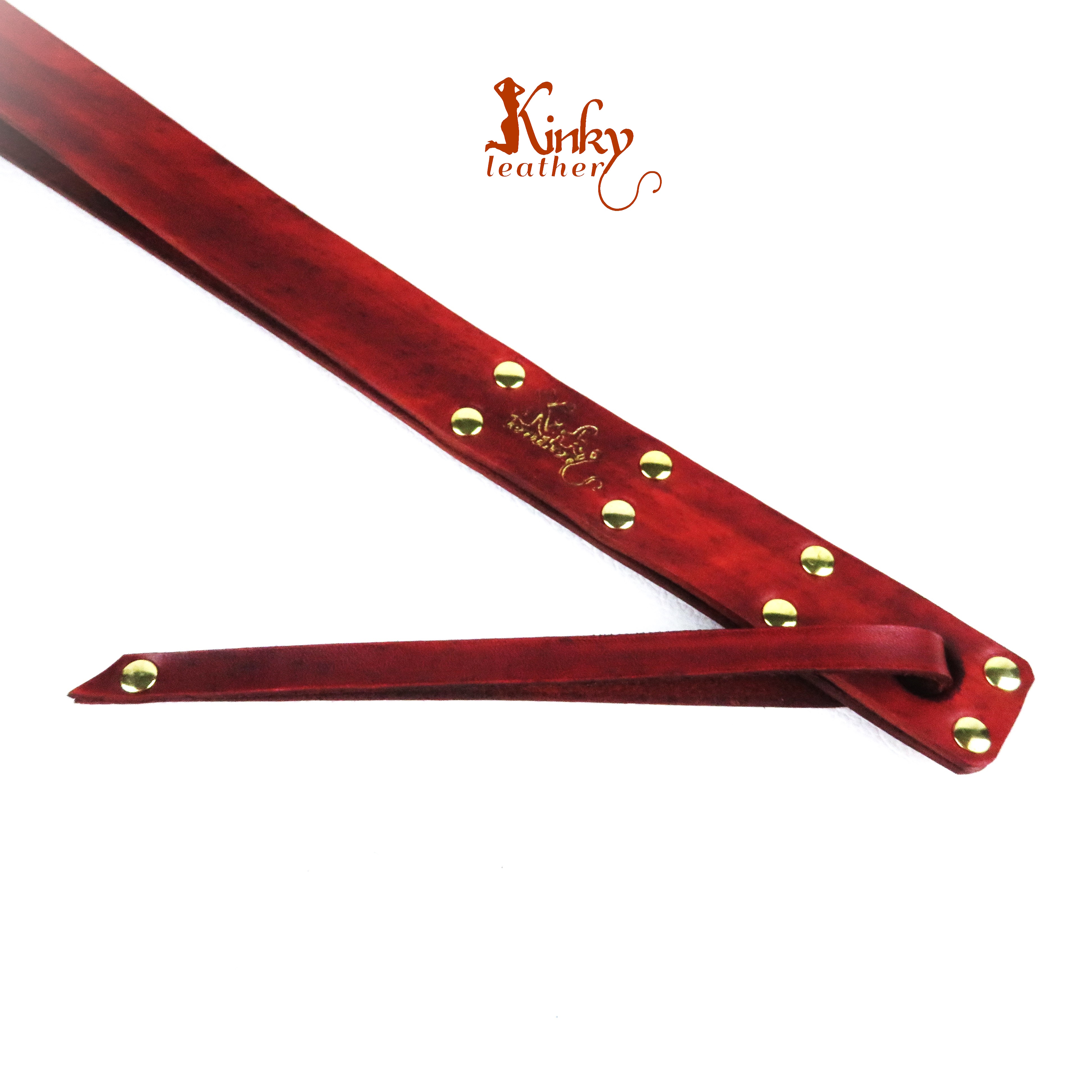 BDSM Leather Slapper – Orange Handmade Impact Toy, Vegetable Tanned Leather 40cm
