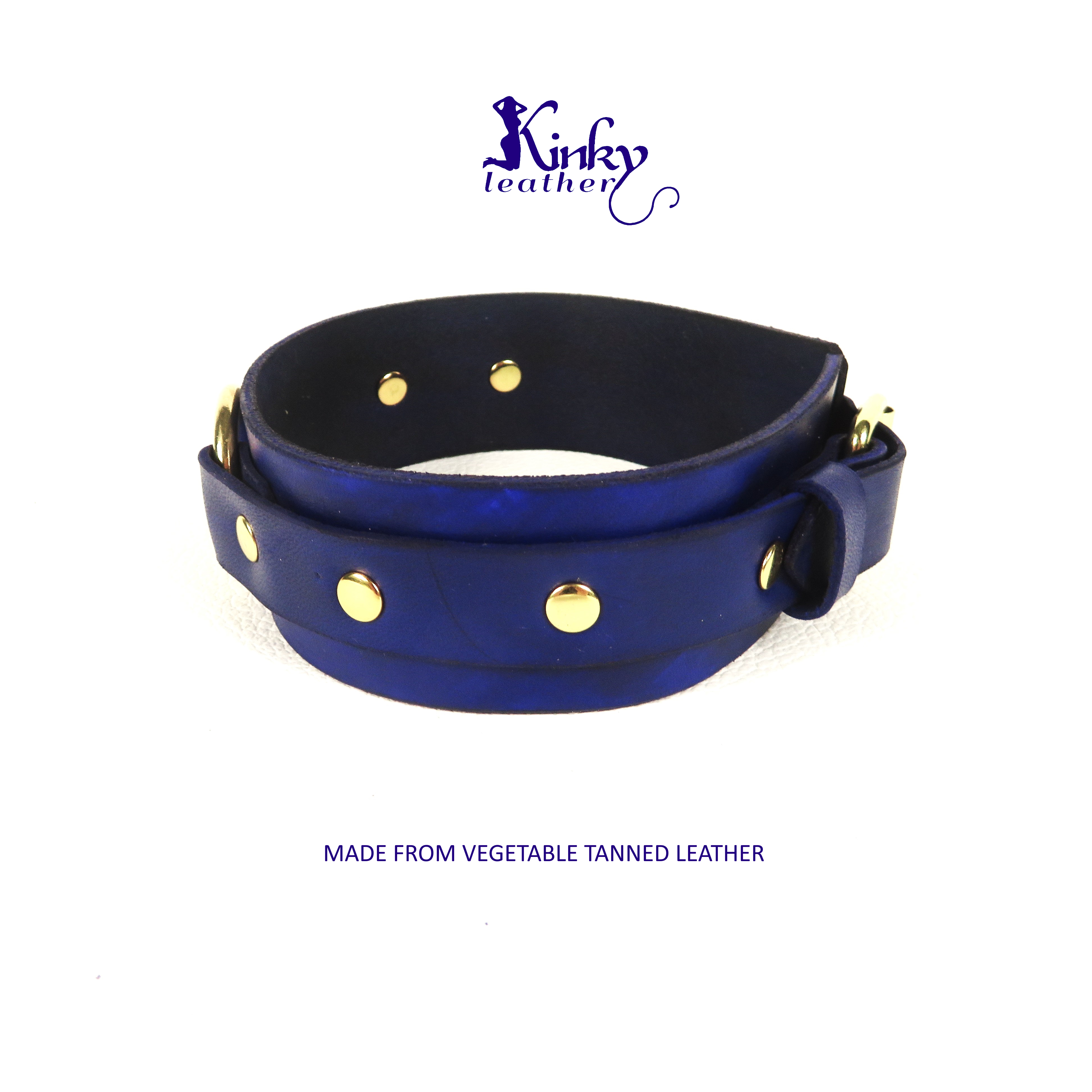 Handmade Leather Collar – BDSM Choker with Gold Ring | Custom Colors | Kinky Pet Play Collar | Unisex Fetish Accessory