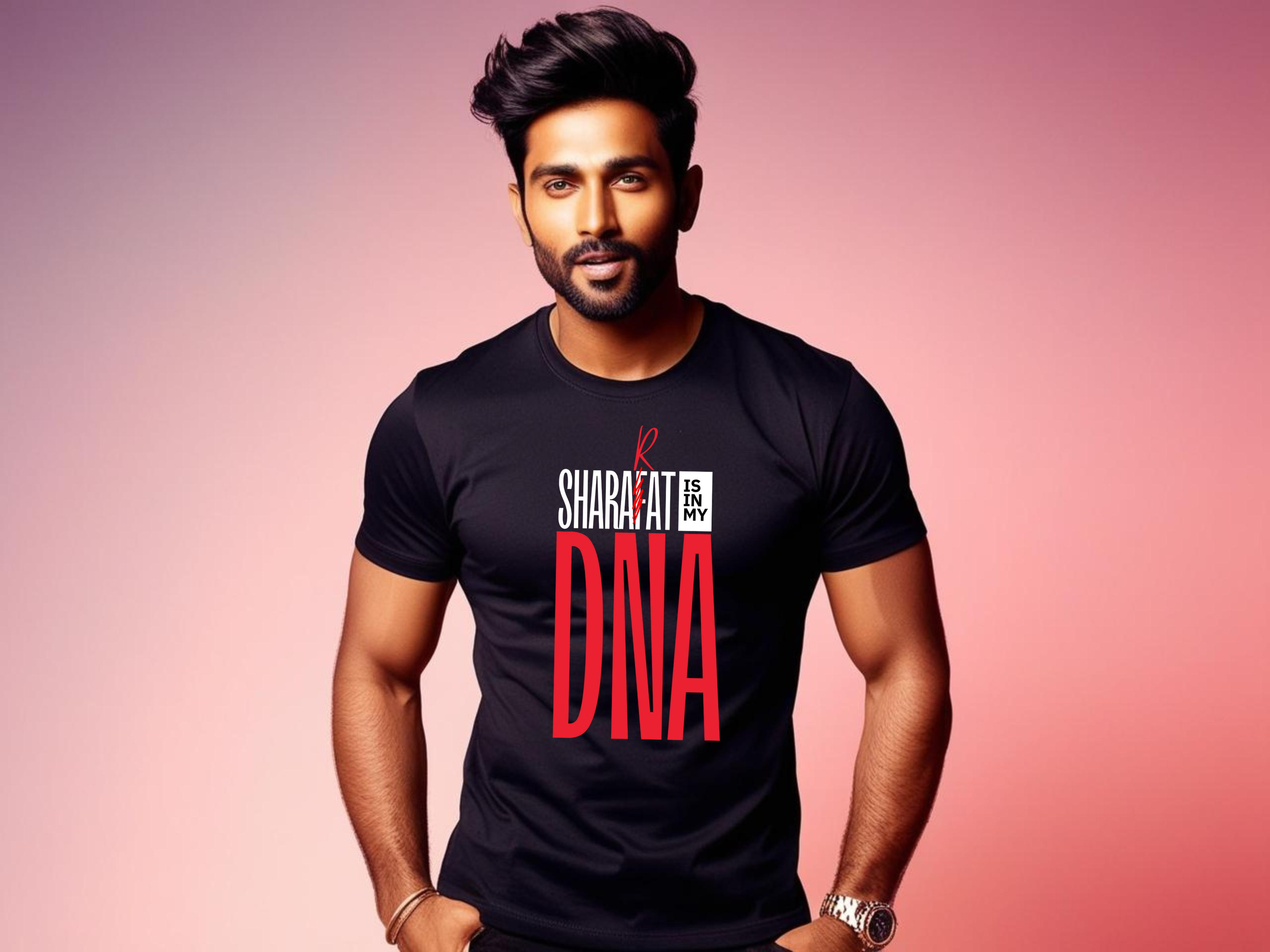 Sharafat DNA Men's Black T-shirt