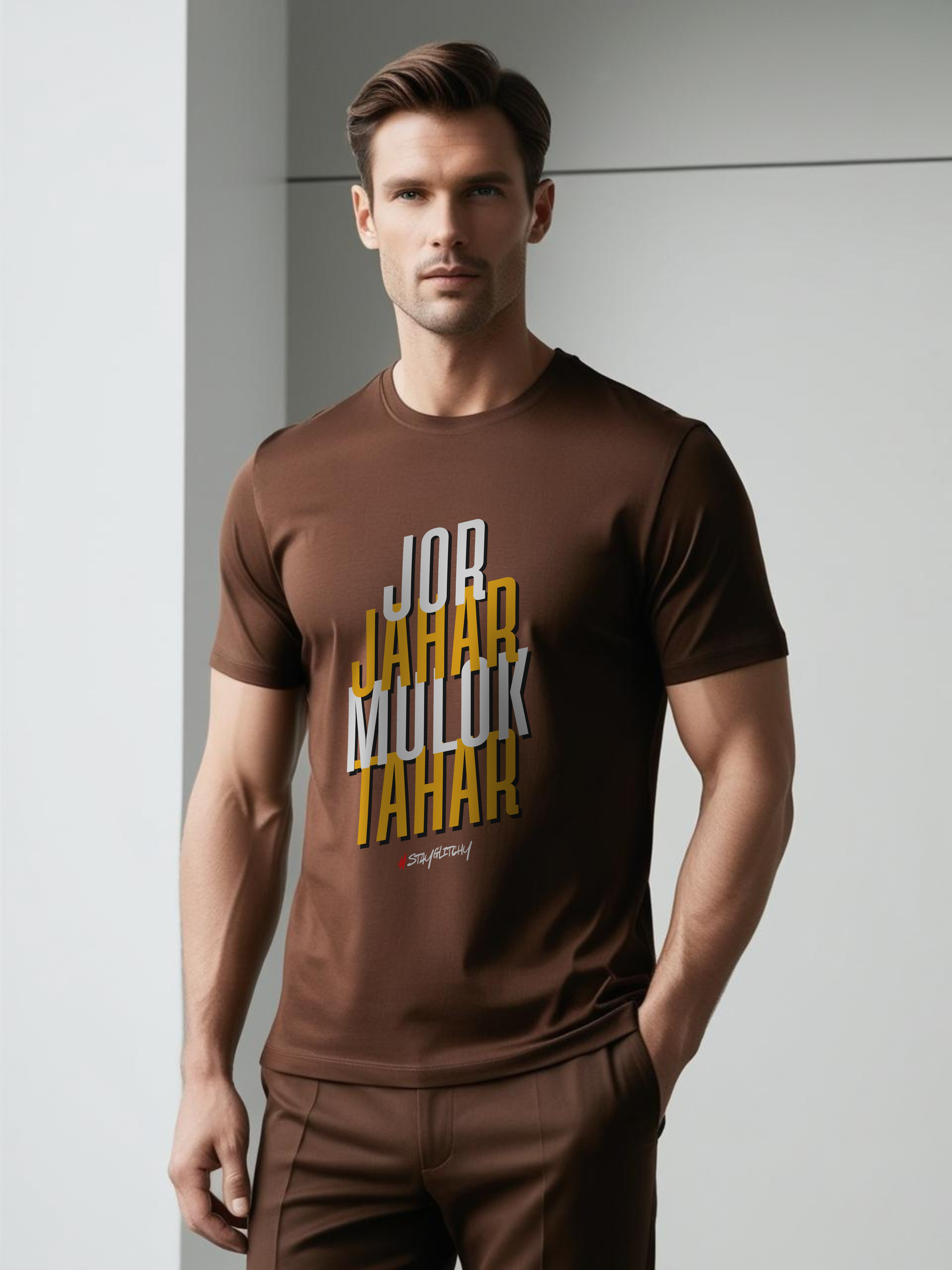 Jor Jahar Brown Graphic T-Shirt for Men