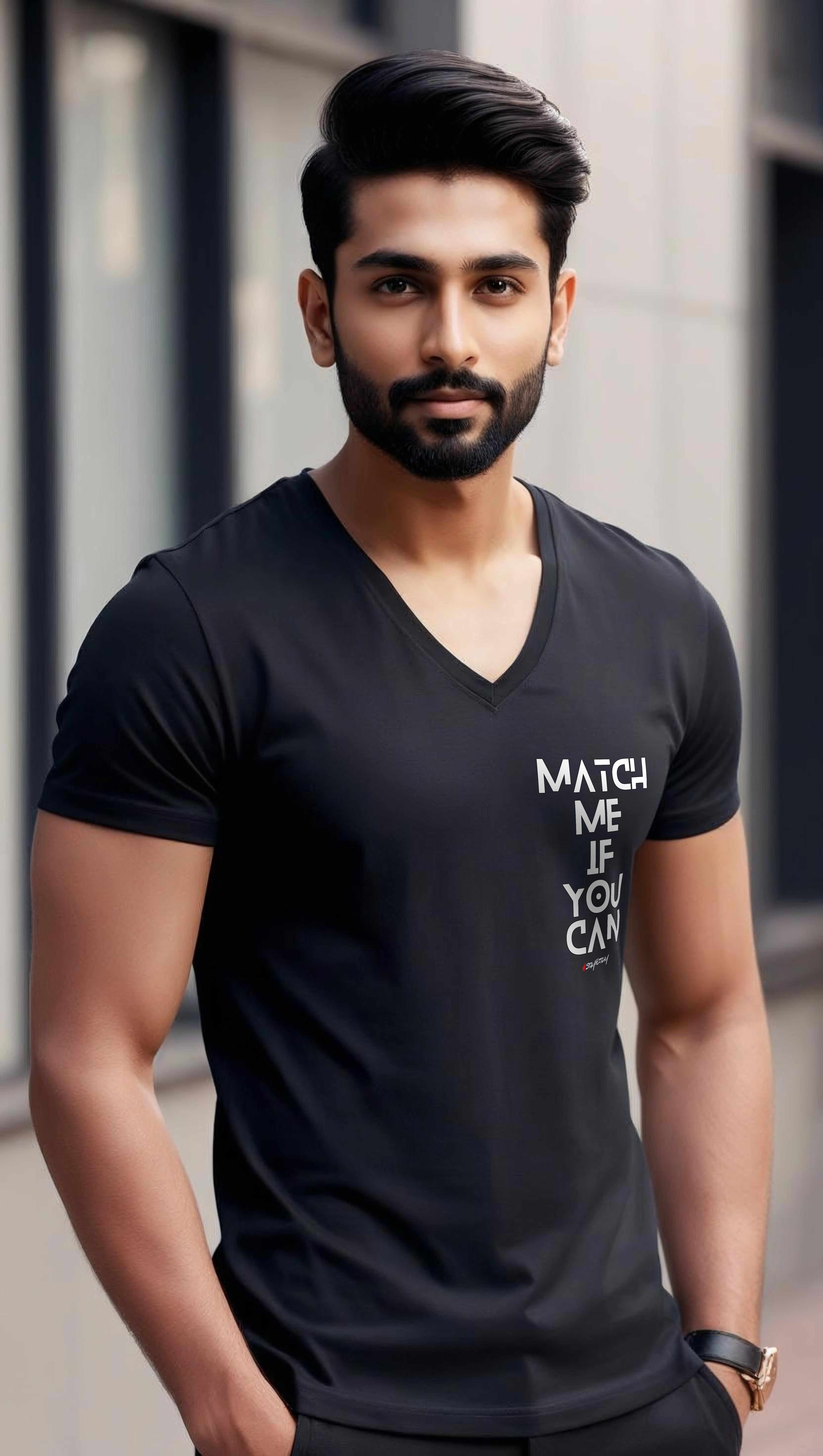 Men's Black V-neck T-Shirt