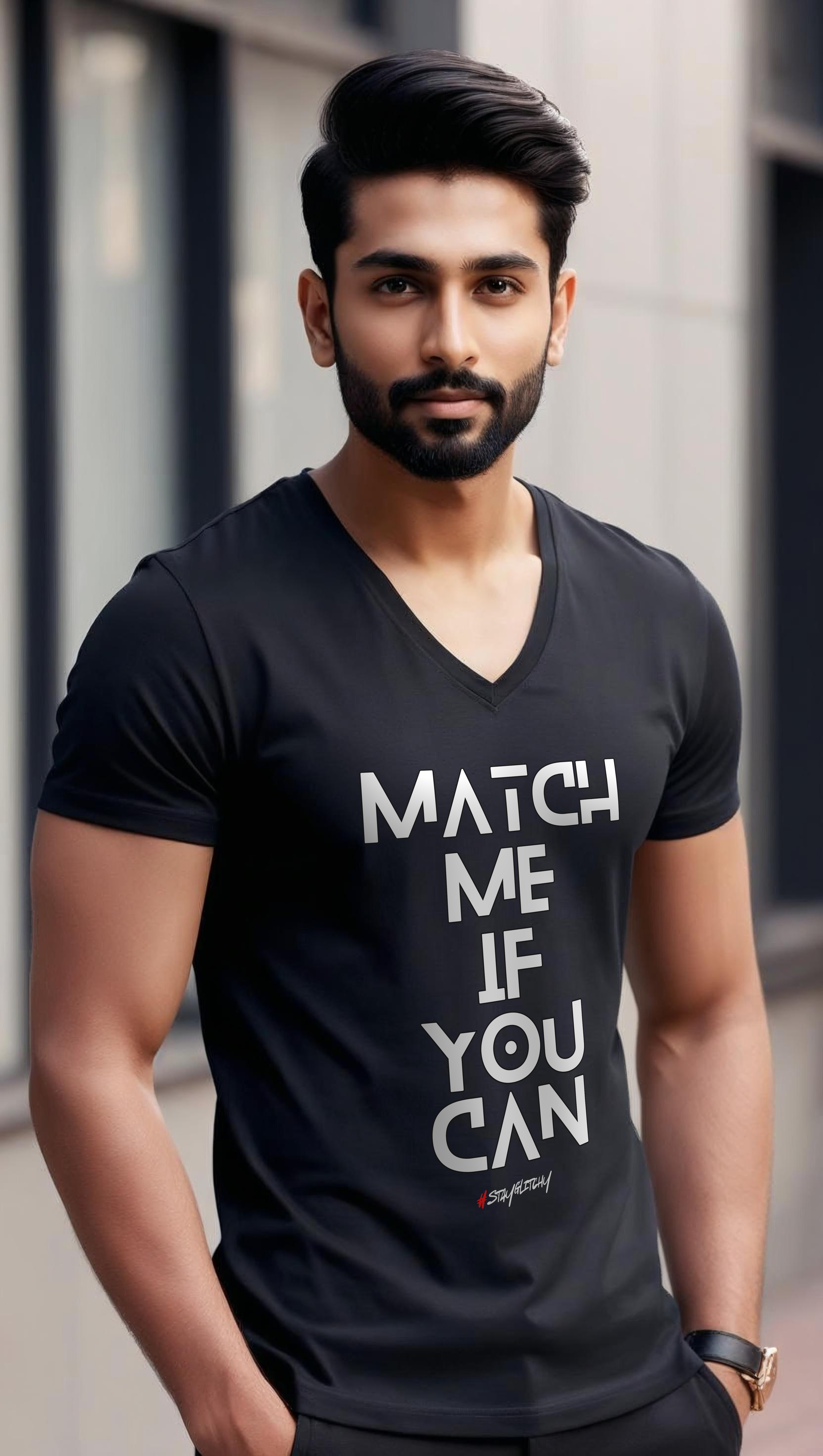 Men's Black V-neck T-Shirt