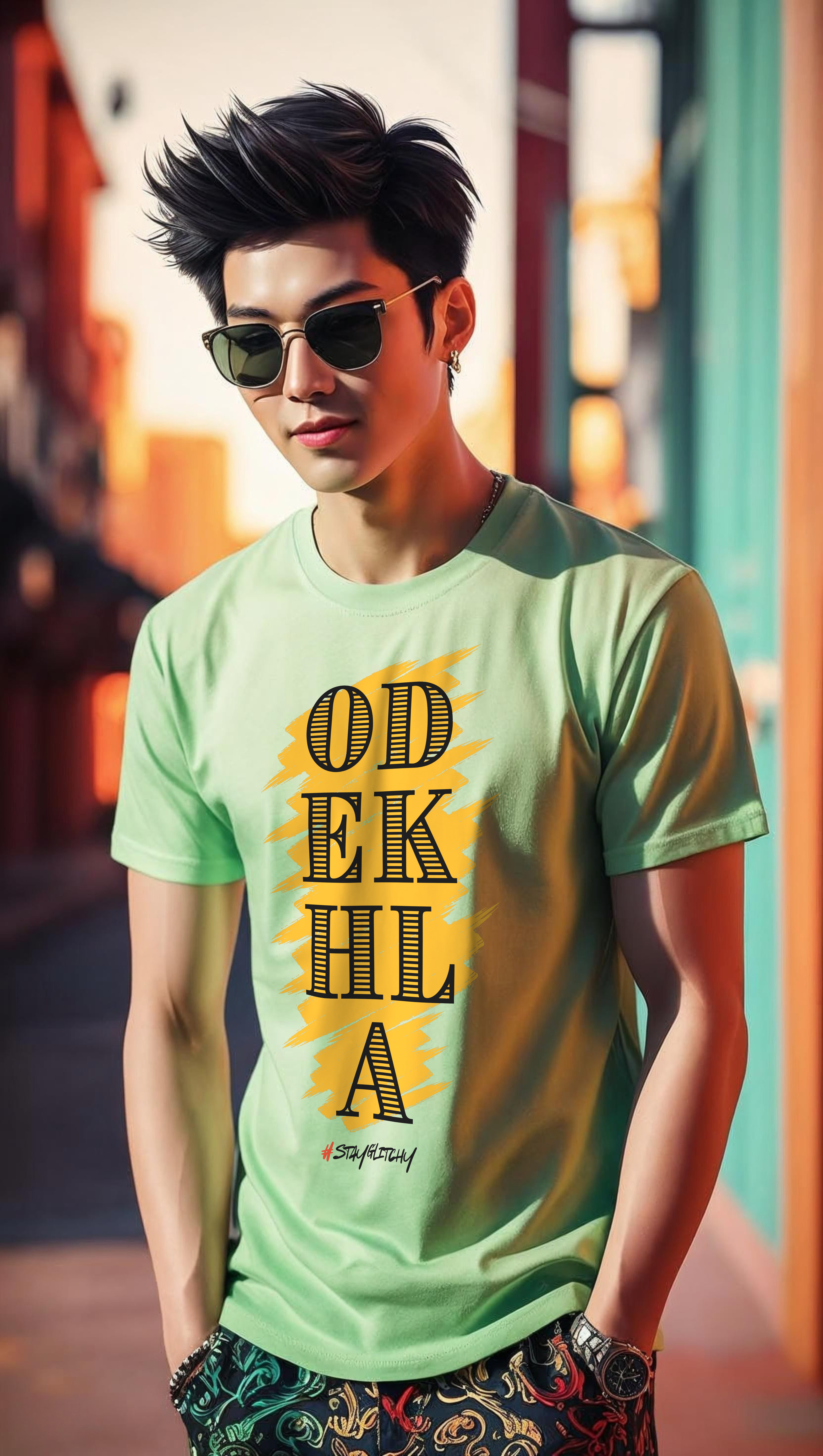 Odekhla Jade Coloured Graphic T-Shirt