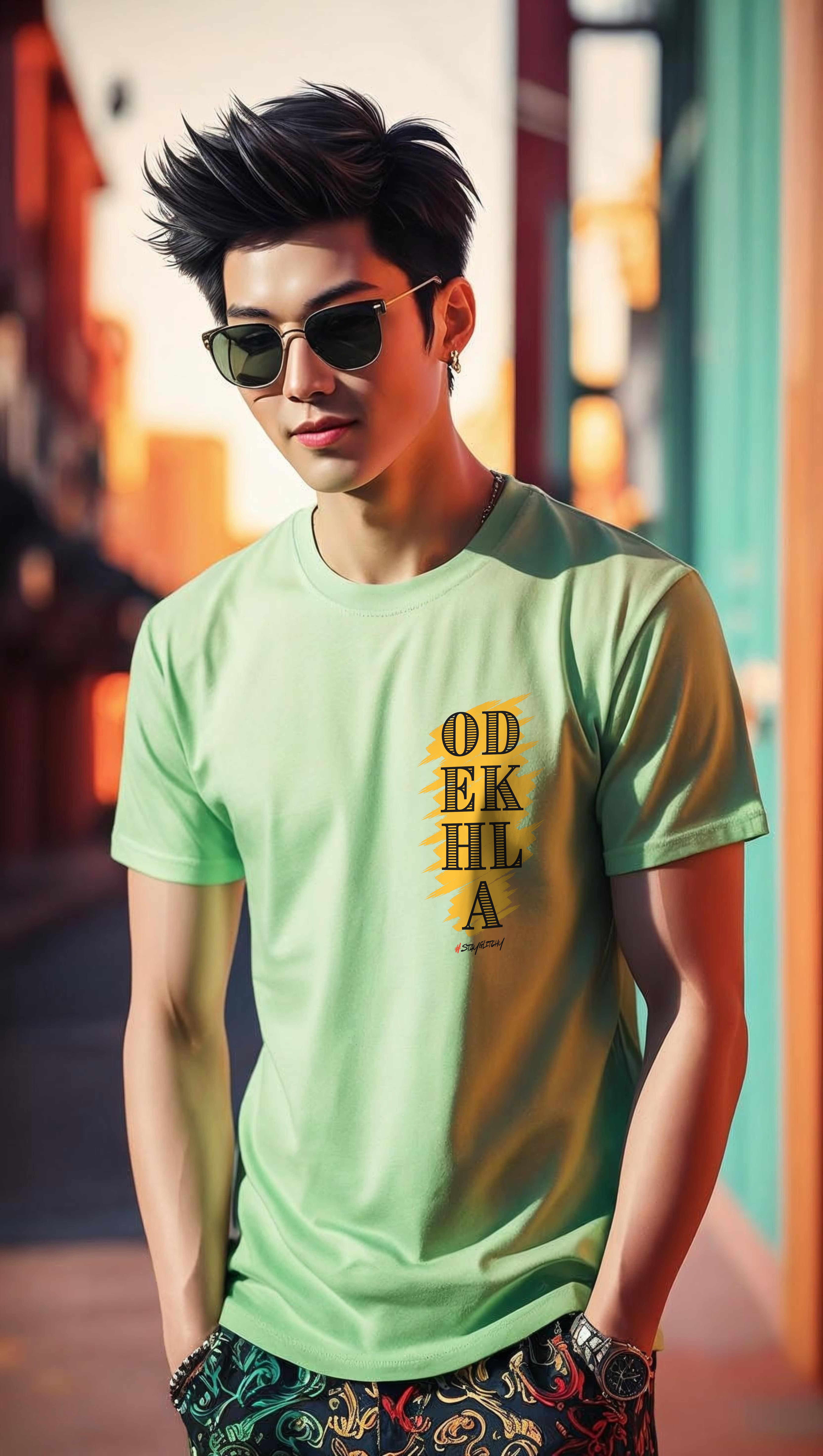 Odekhla Jade Coloured Graphic T-Shirt