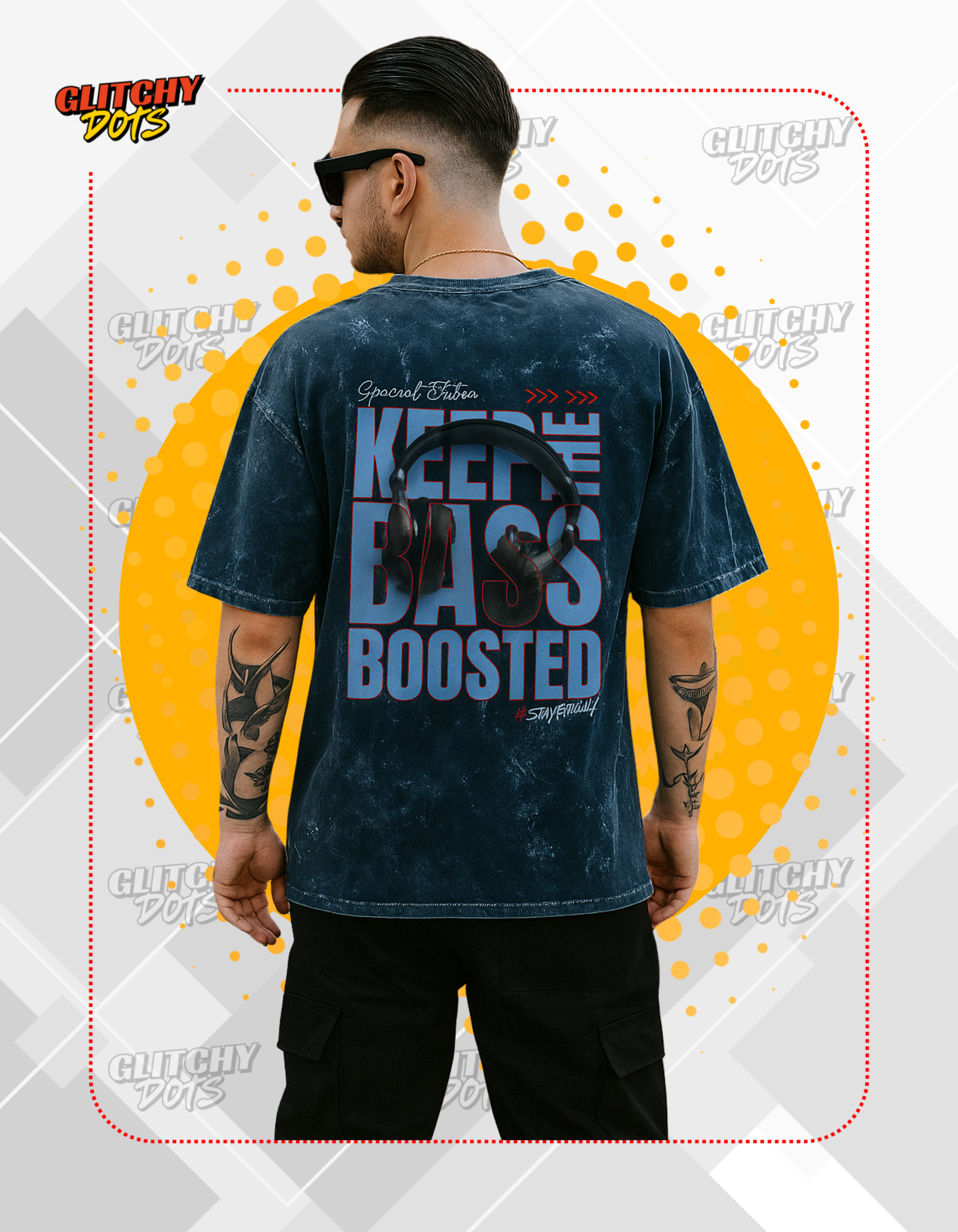 KEEP THE BASS BOOSTED Navy Blue T-shirt