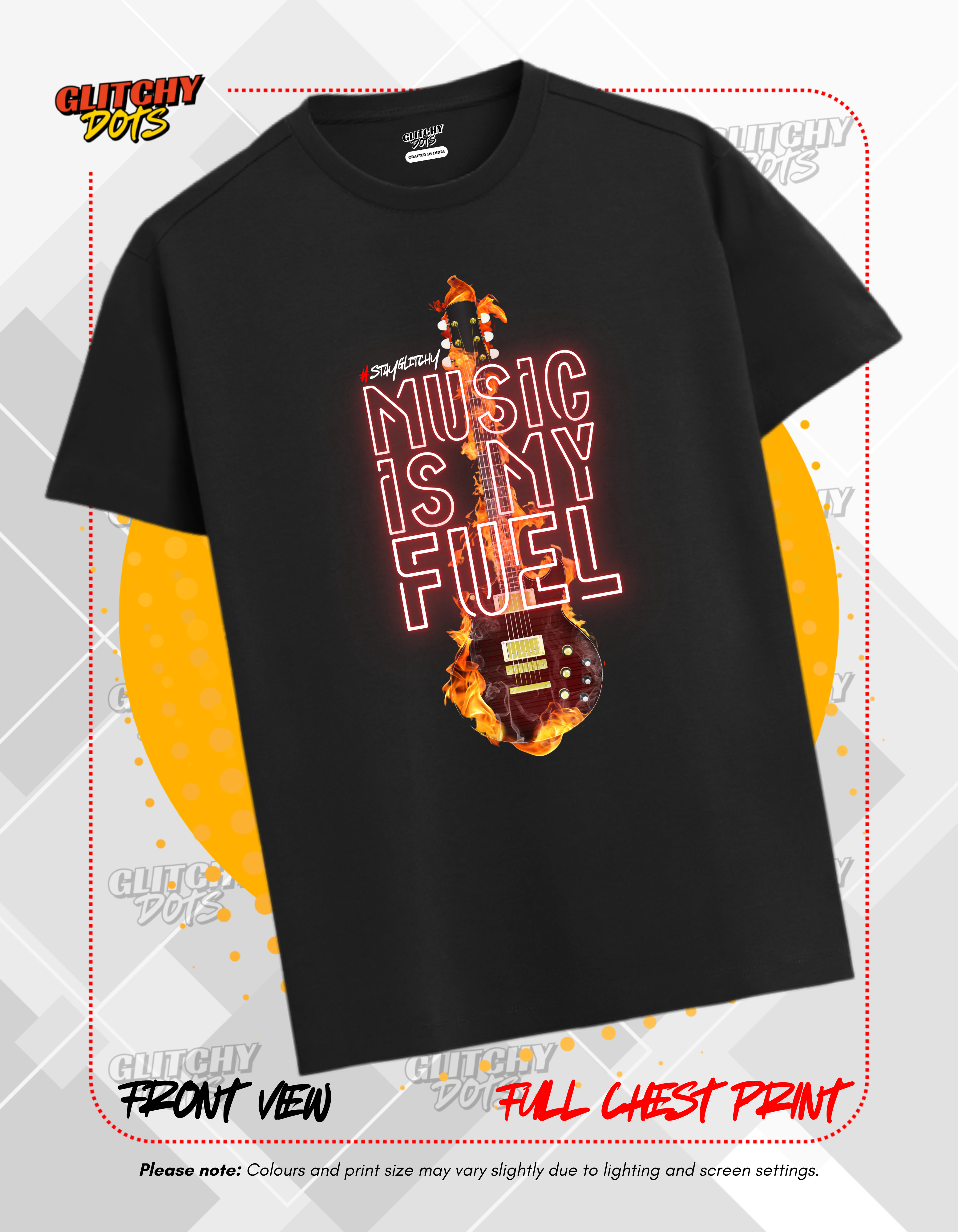 Music Is My Fuel Graphic Black T-Shirt