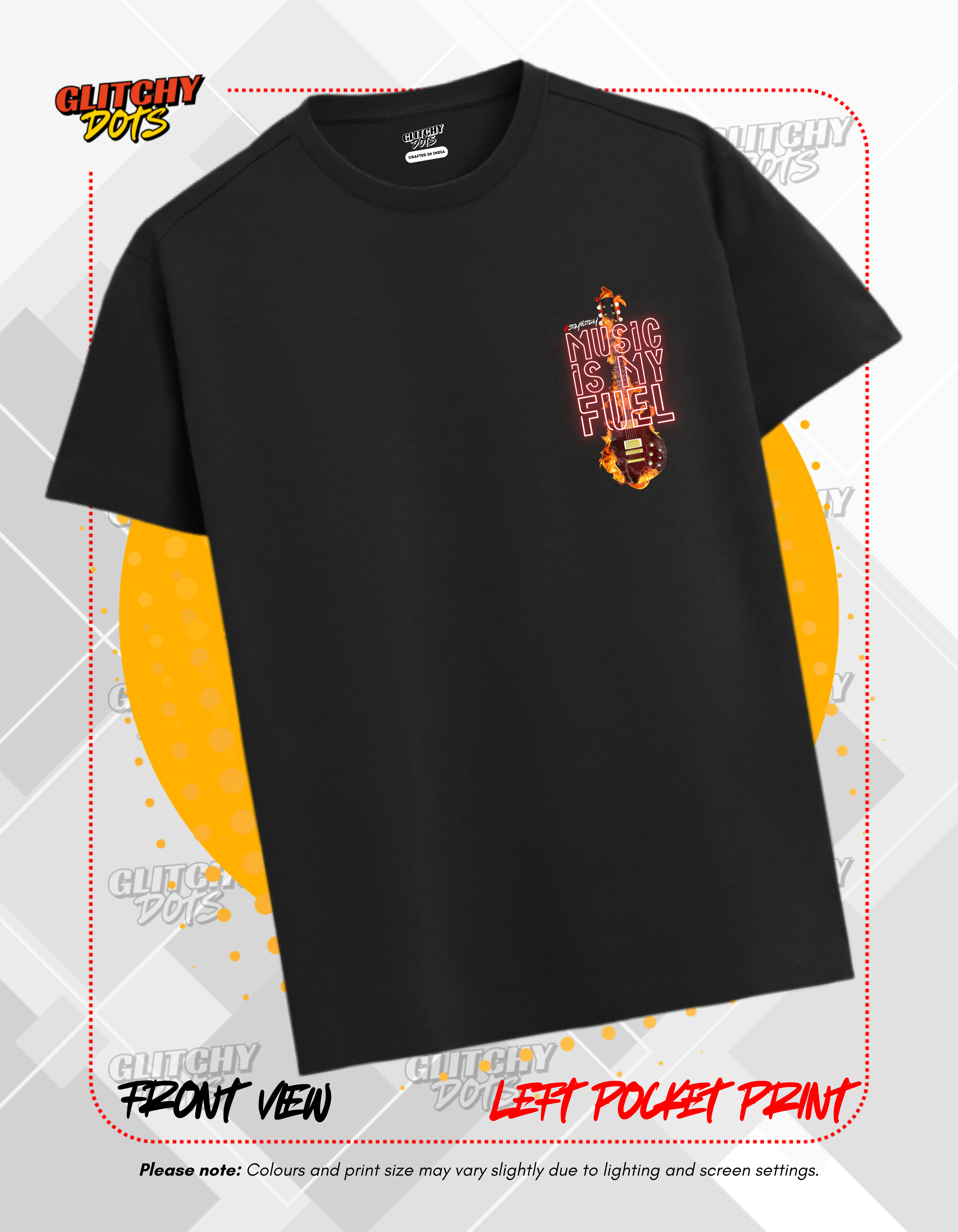 Music Is My Fuel Graphic Black T-Shirt