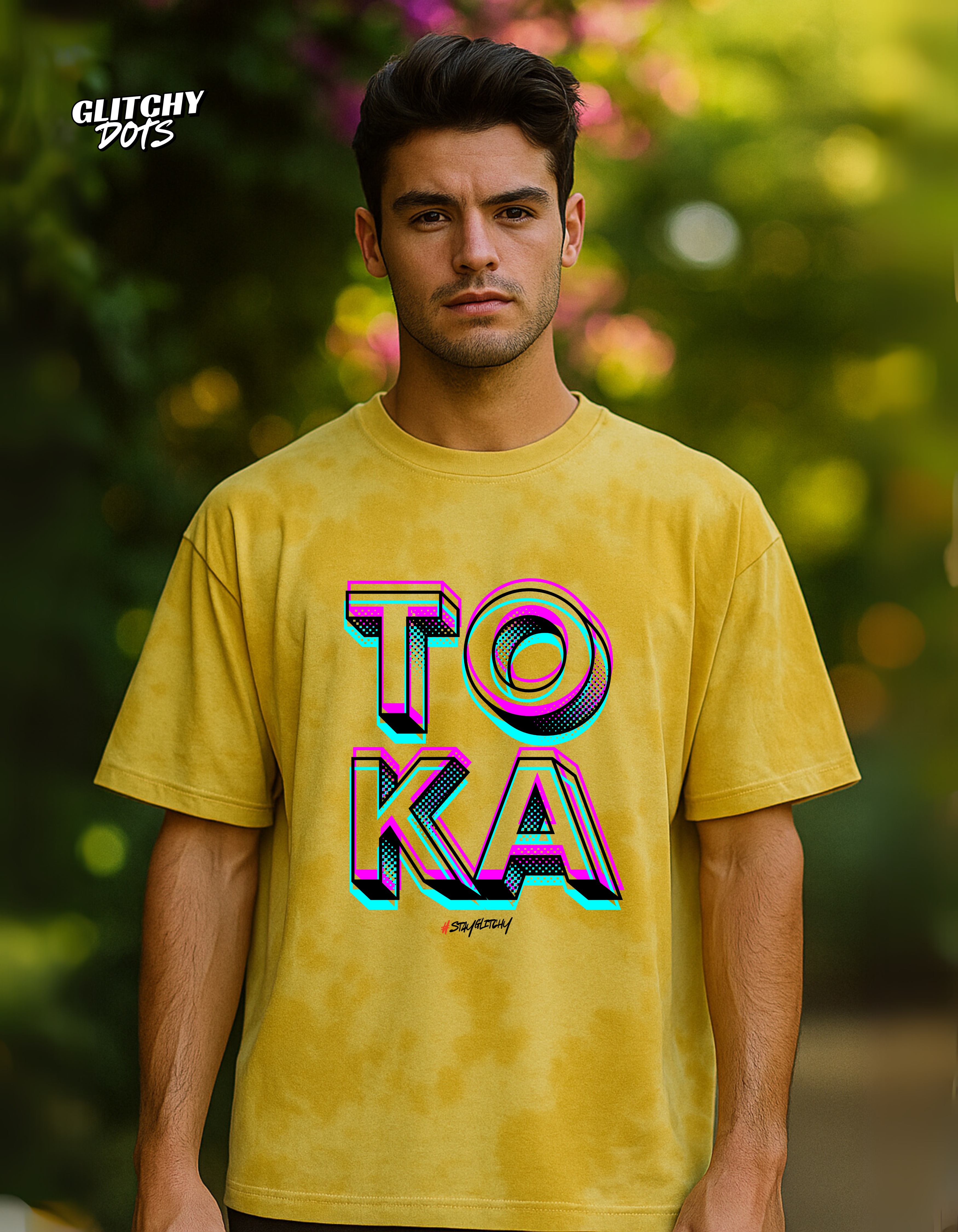TOKA Yellow Oversized Men Graphic T-shirt